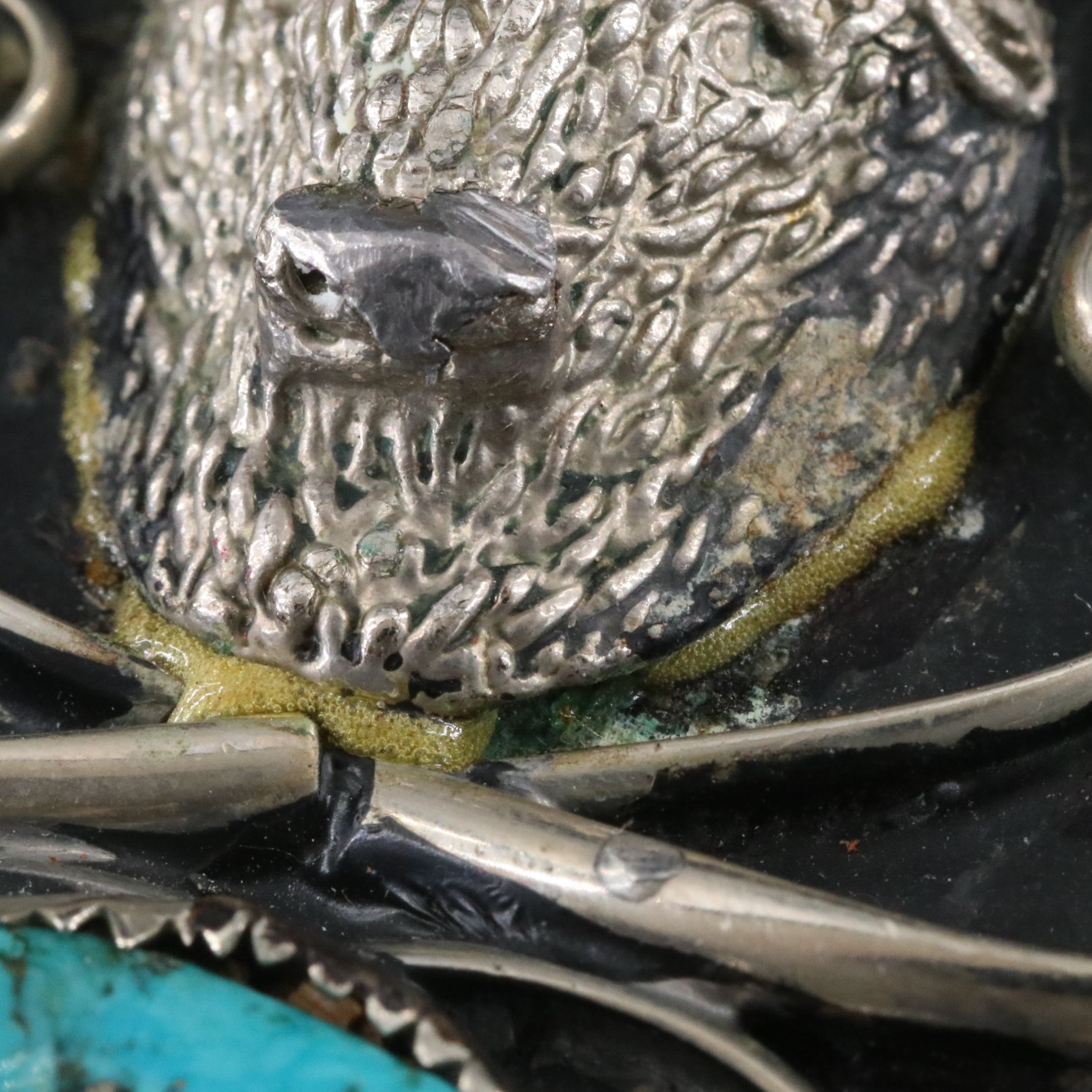Southwestern Sterling Turquoise and Coral Belt Buckle with Buffalo Nickels