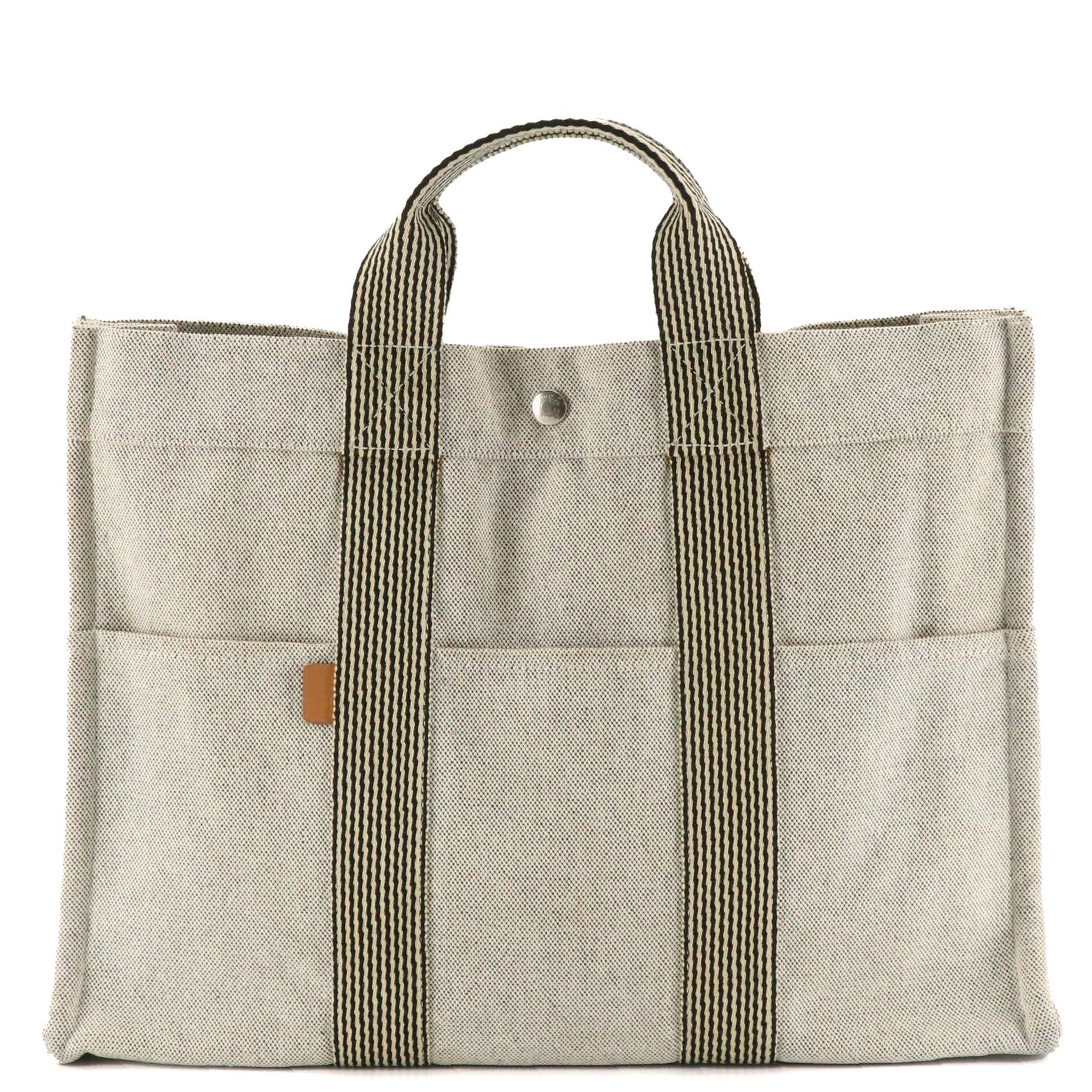 Hermès Fourre-Tout MM Tote in Light Grey Cotton Canvas