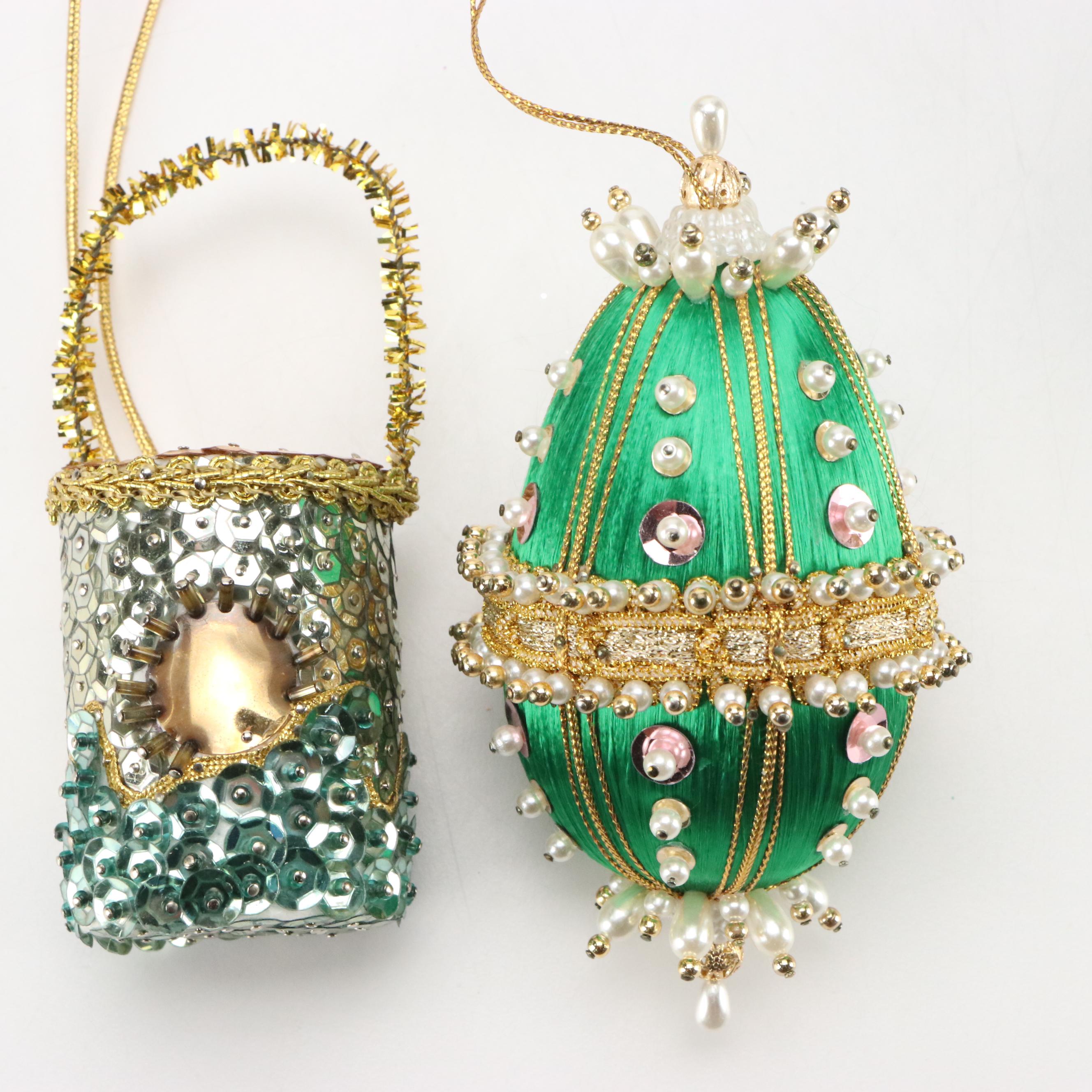 Embellished and Beaded Hot Air Balloon and Other Christmas Ornaments