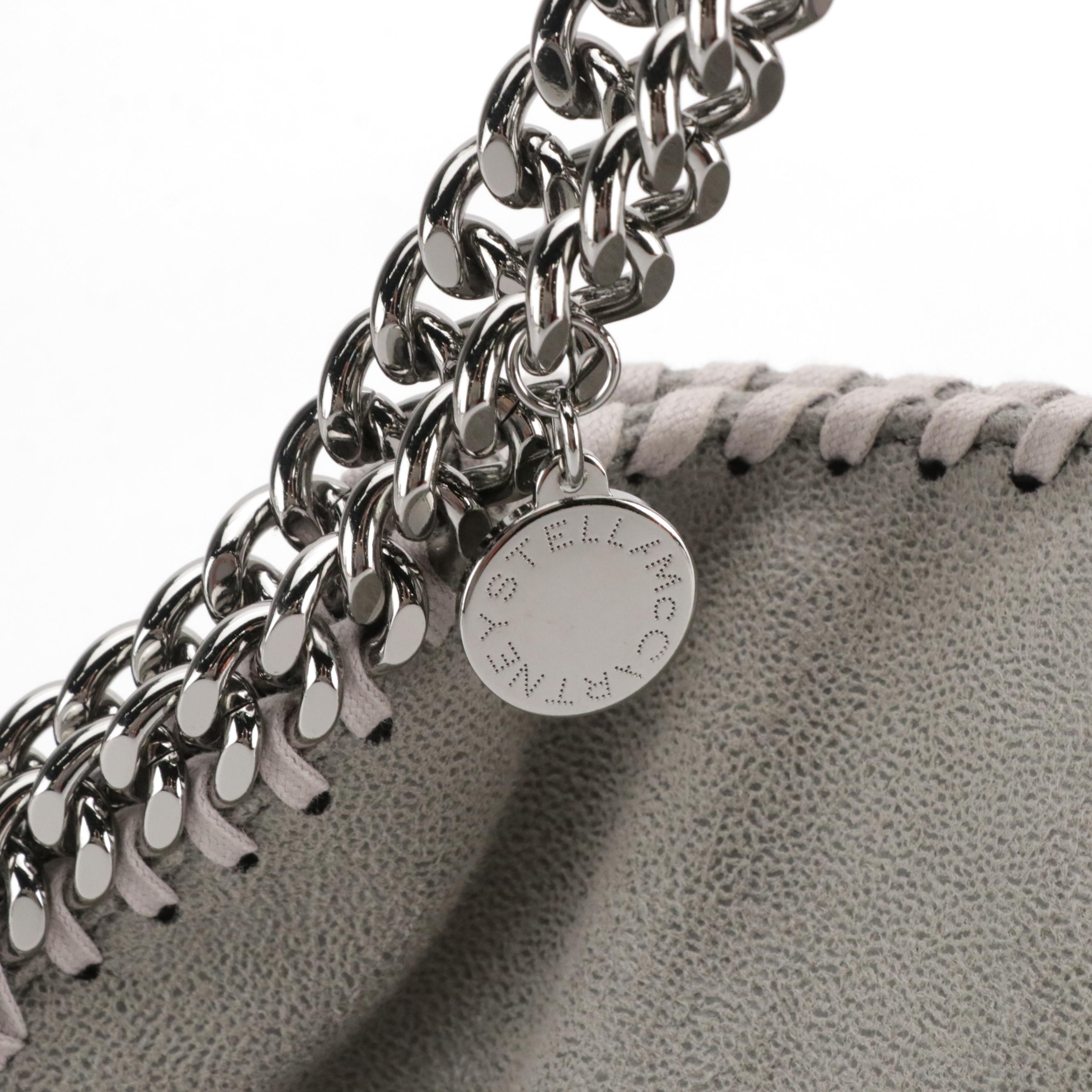 Stella McCartney Small Falabella Chain Strap Bag in Gray Shaggy Deer Faux-Suede