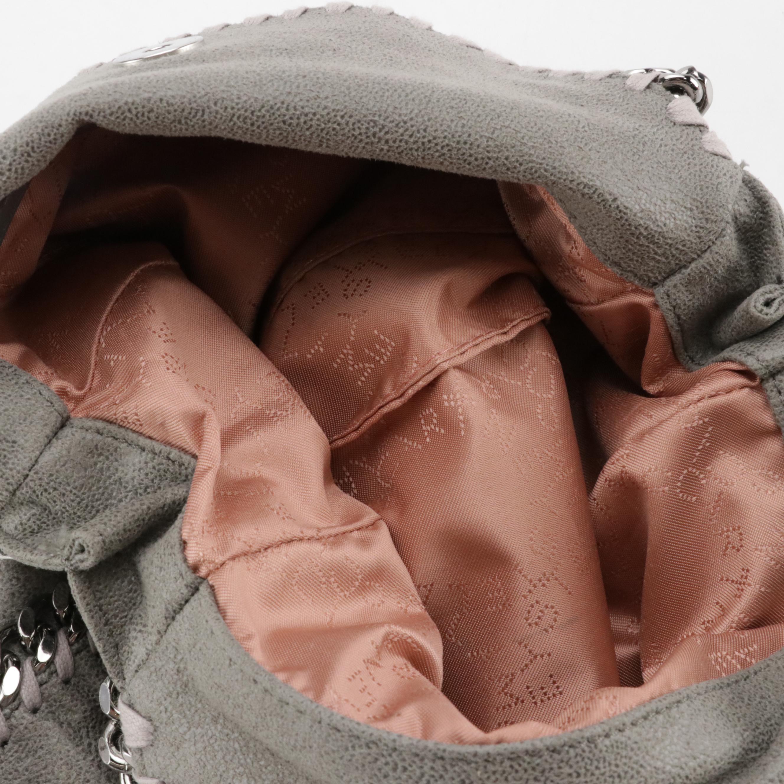 Stella McCartney Small Falabella Chain Strap Bag in Gray Shaggy Deer Faux-Suede