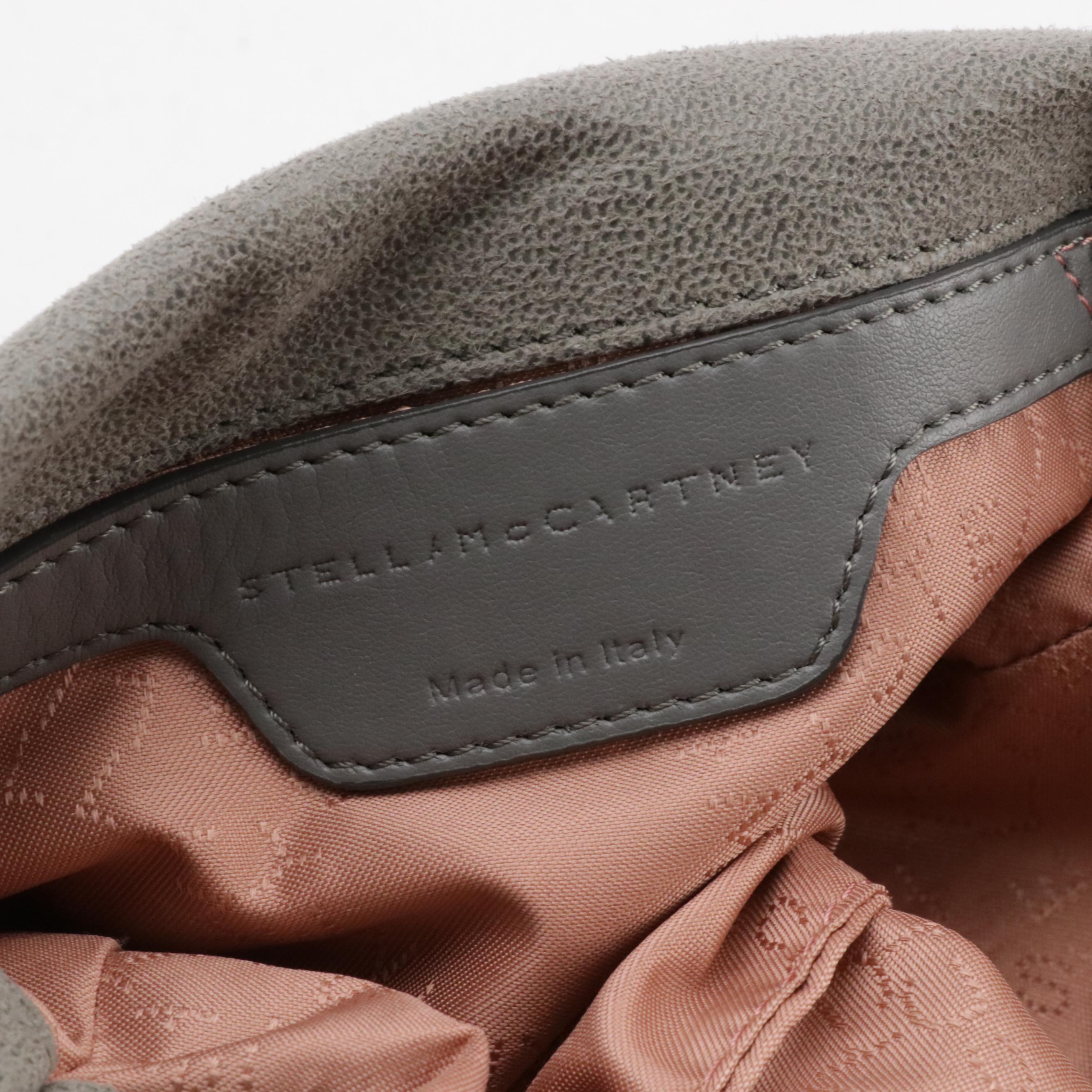 Stella McCartney Small Falabella Chain Strap Bag in Gray Shaggy Deer Faux-Suede