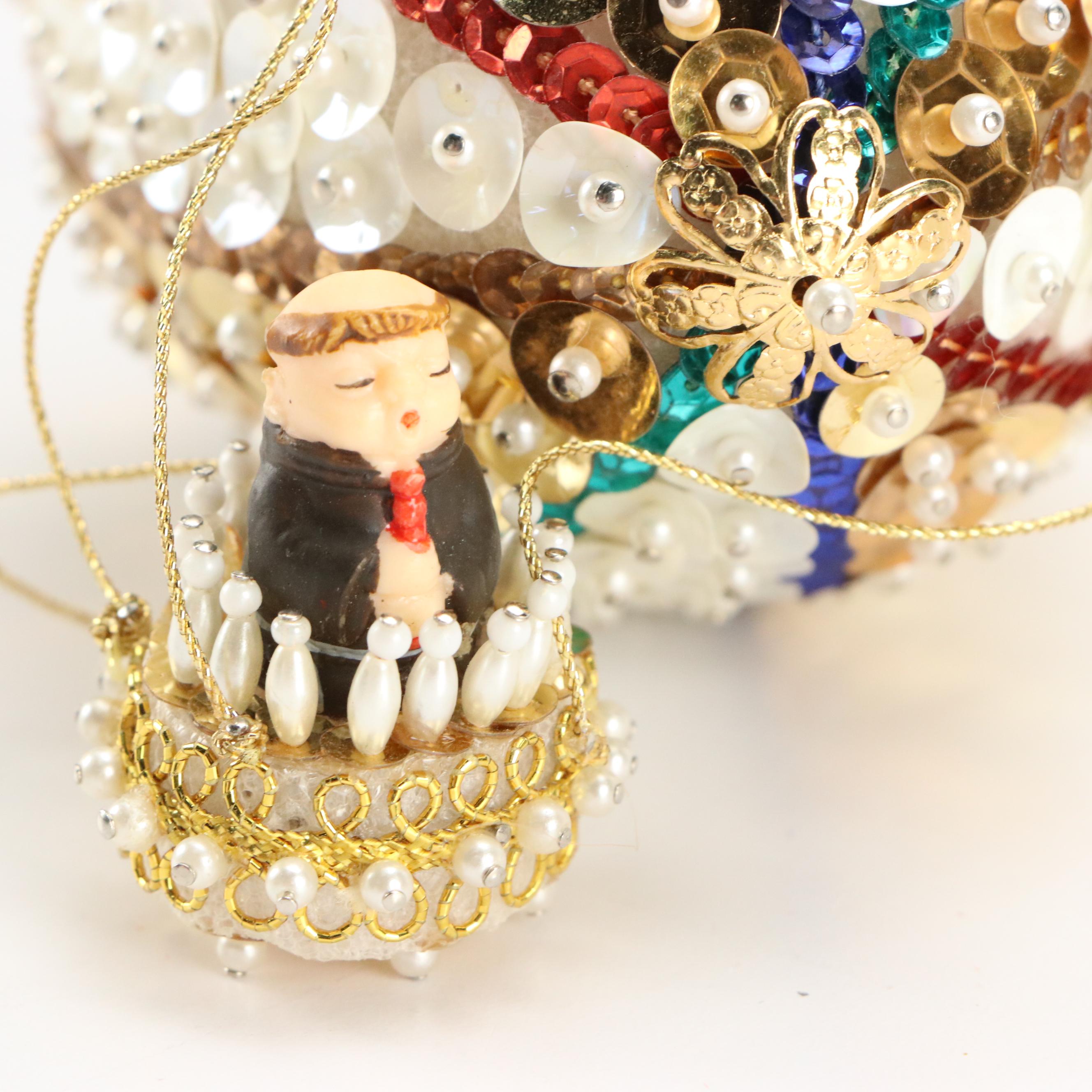 Embellished and Beaded Hot Air Balloon and Other Christmas Ornaments