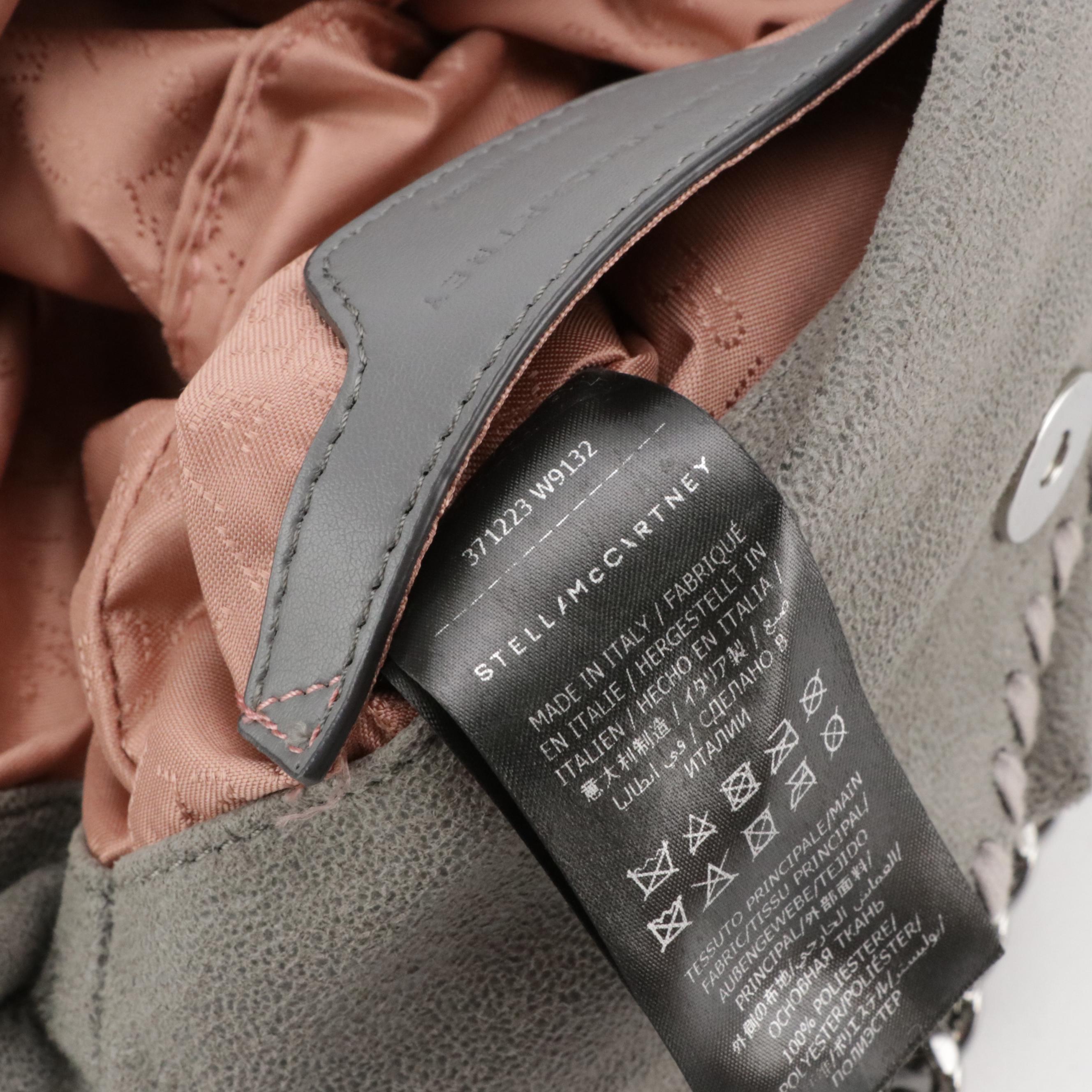 Stella McCartney Small Falabella Chain Strap Bag in Gray Shaggy Deer Faux-Suede