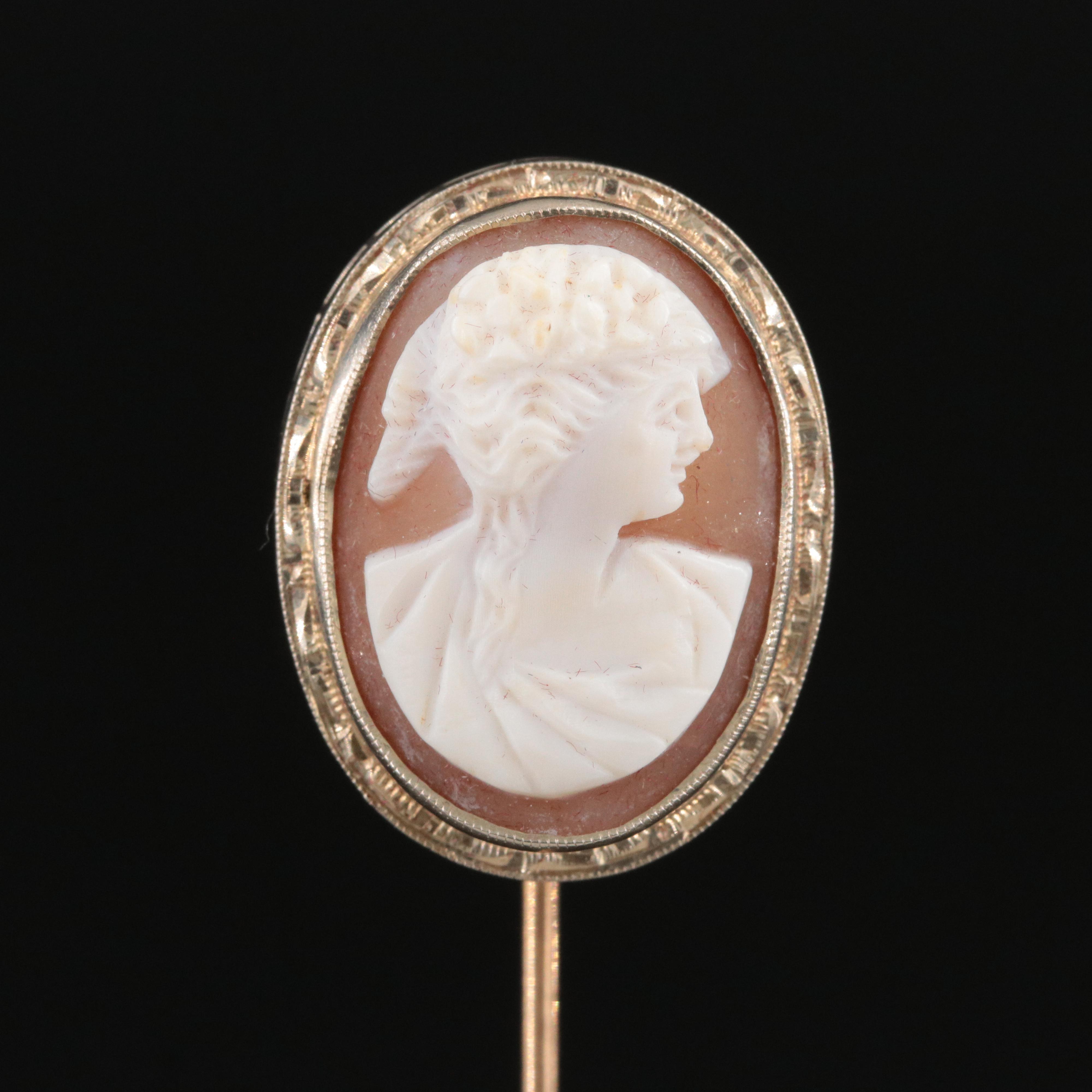 Victorian 14K Cameo Stickpin