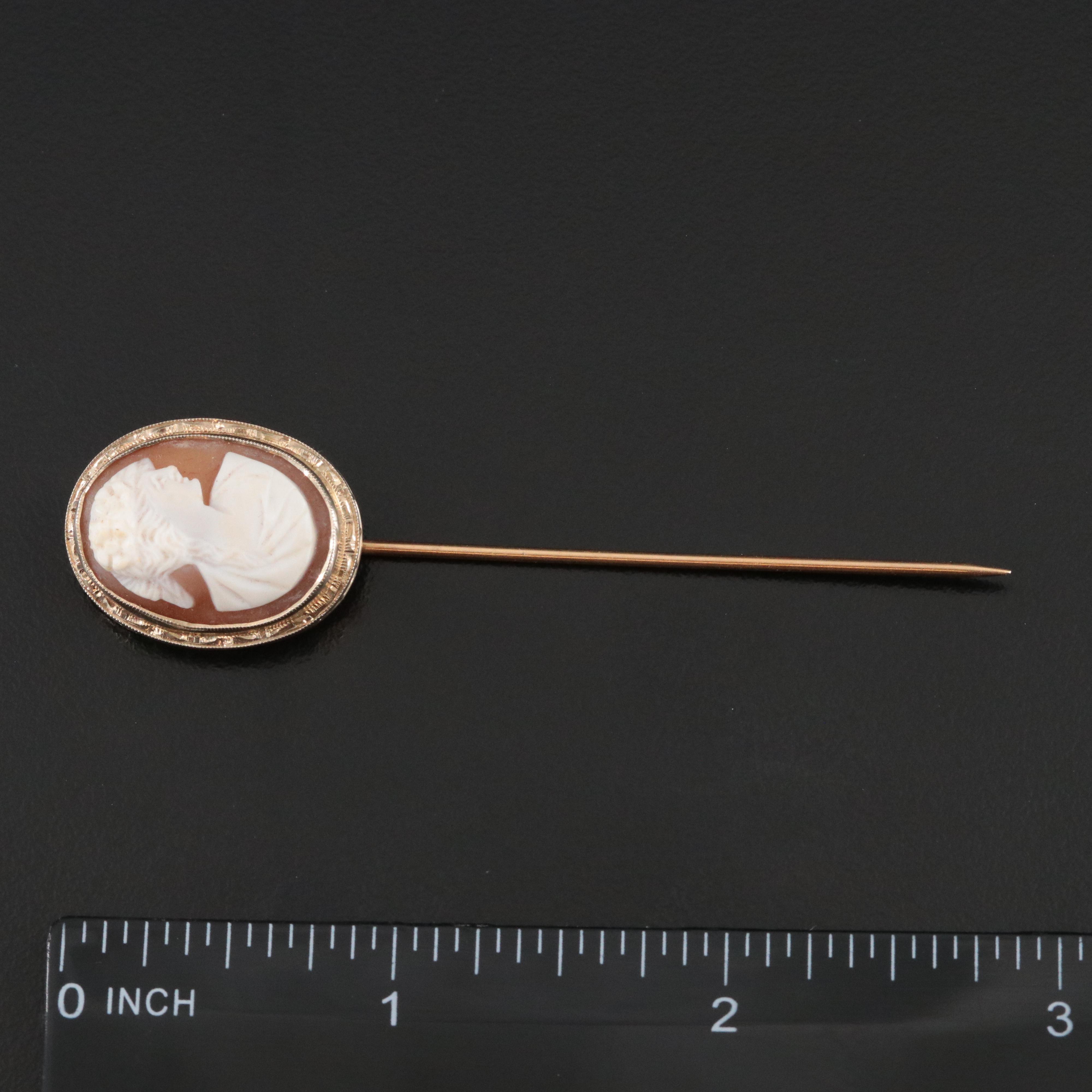 Victorian 14K Cameo Stickpin