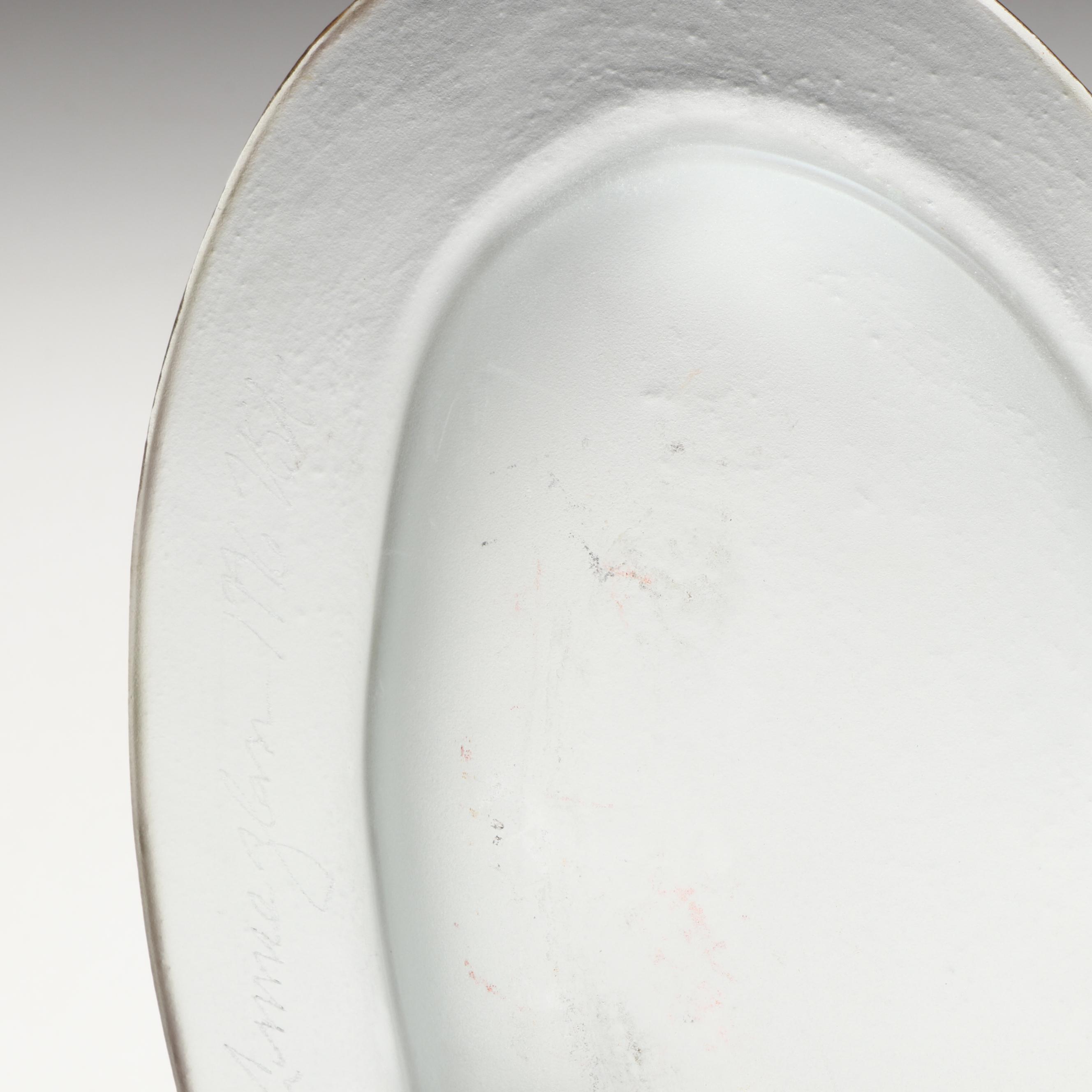 Art Glass Folded Rim Glass Bowl with Heart Glass Plate, Mid-20th Century