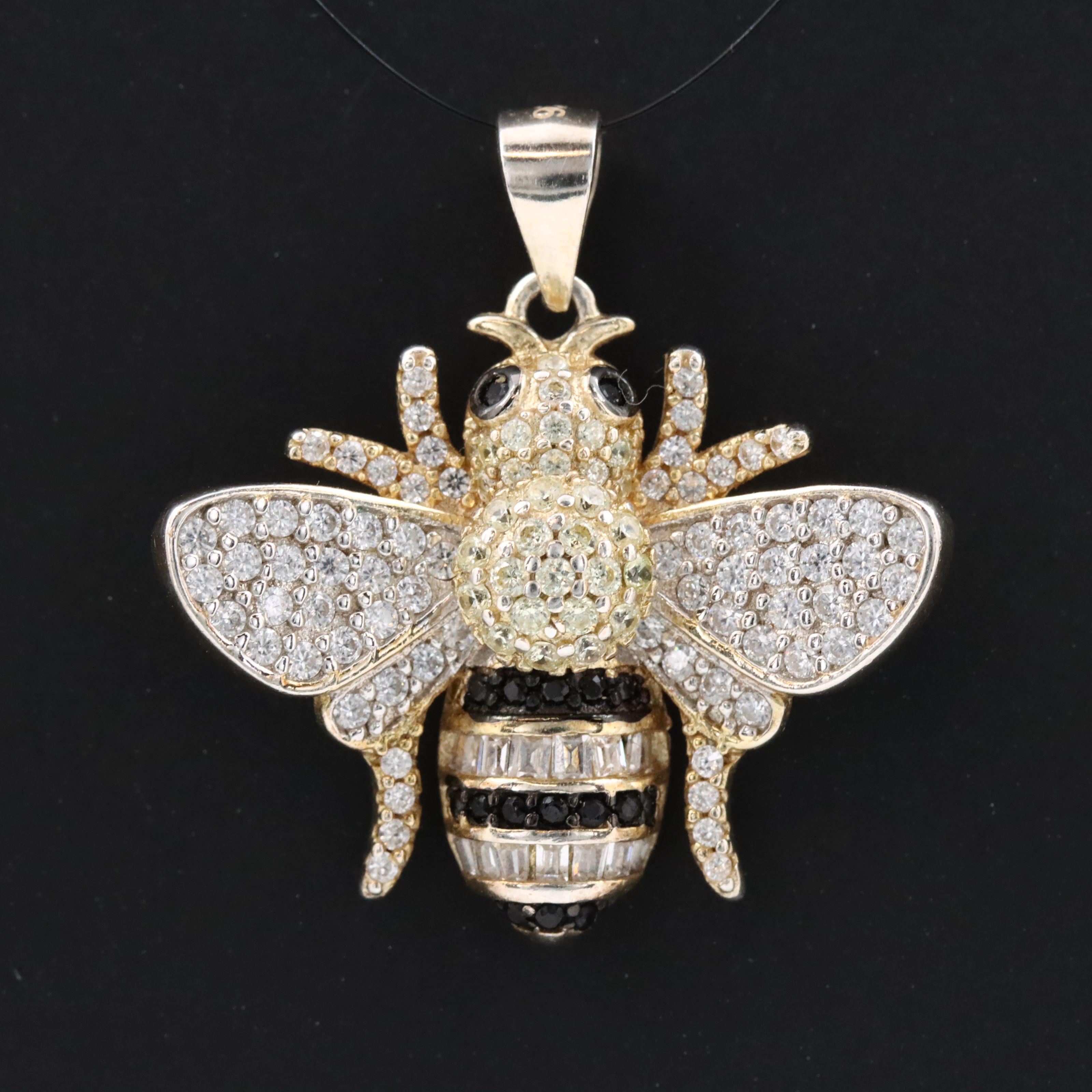 Sterling Diamond Honey Bee Pendant