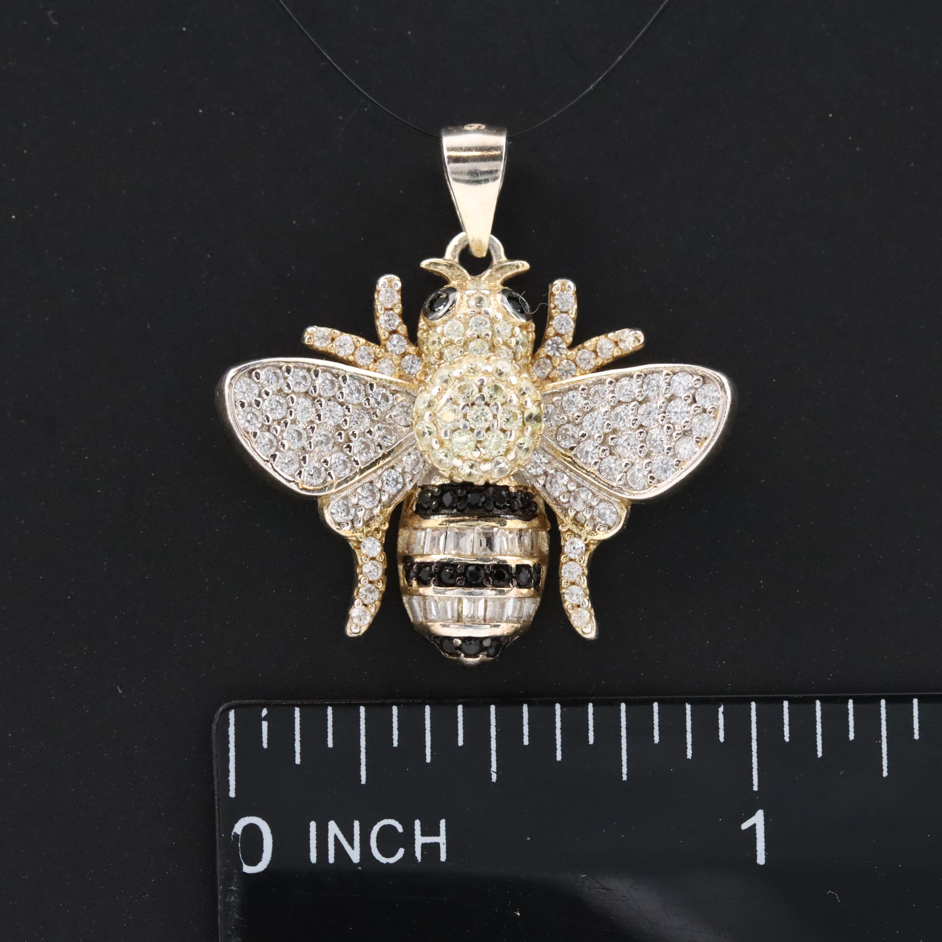 Sterling Diamond Honey Bee Pendant