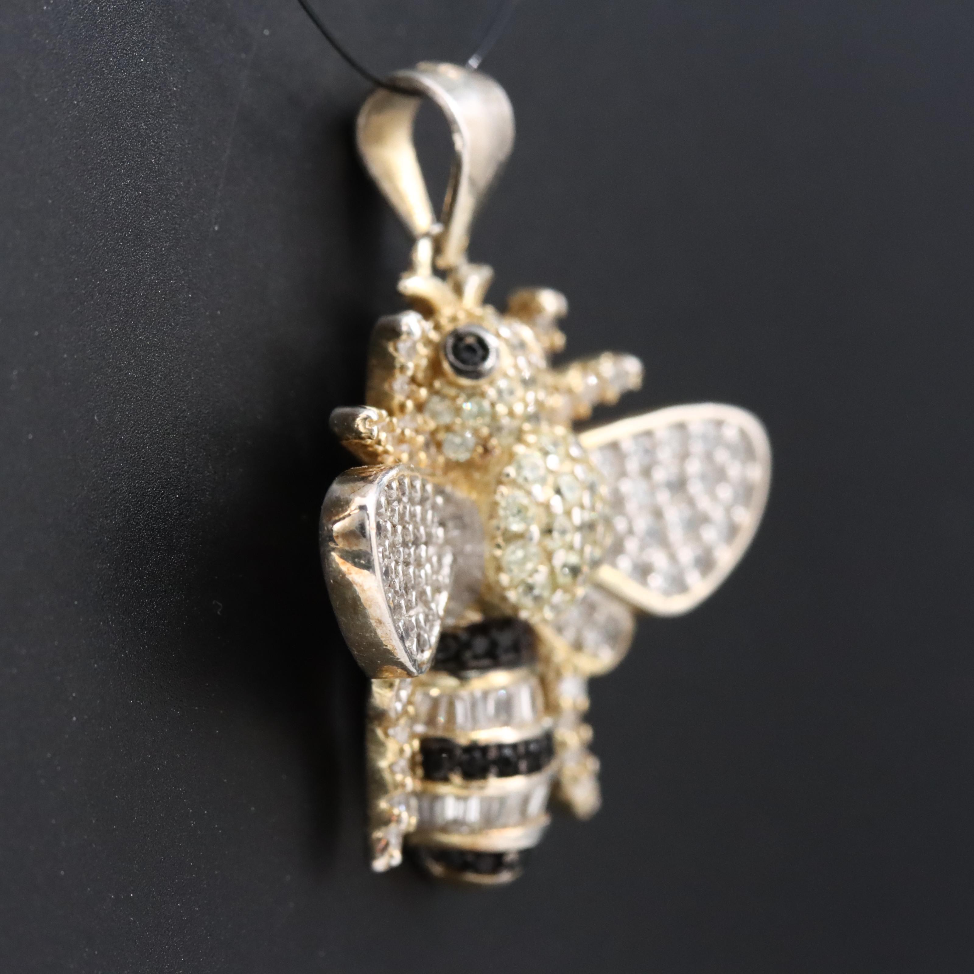 Sterling Diamond Honey Bee Pendant