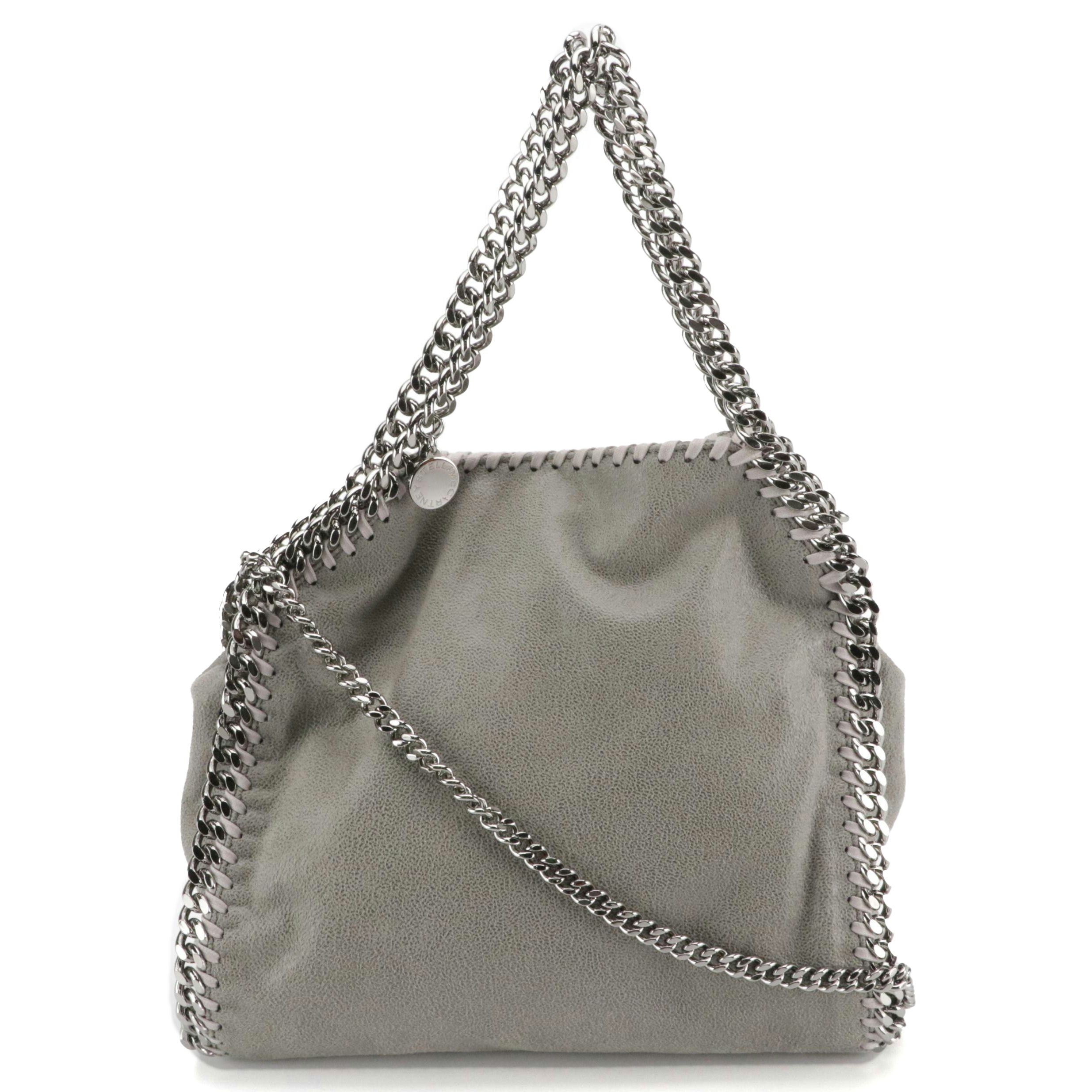 Stella McCartney Small Falabella Chain Strap Bag in Gray Shaggy Deer Faux-Suede