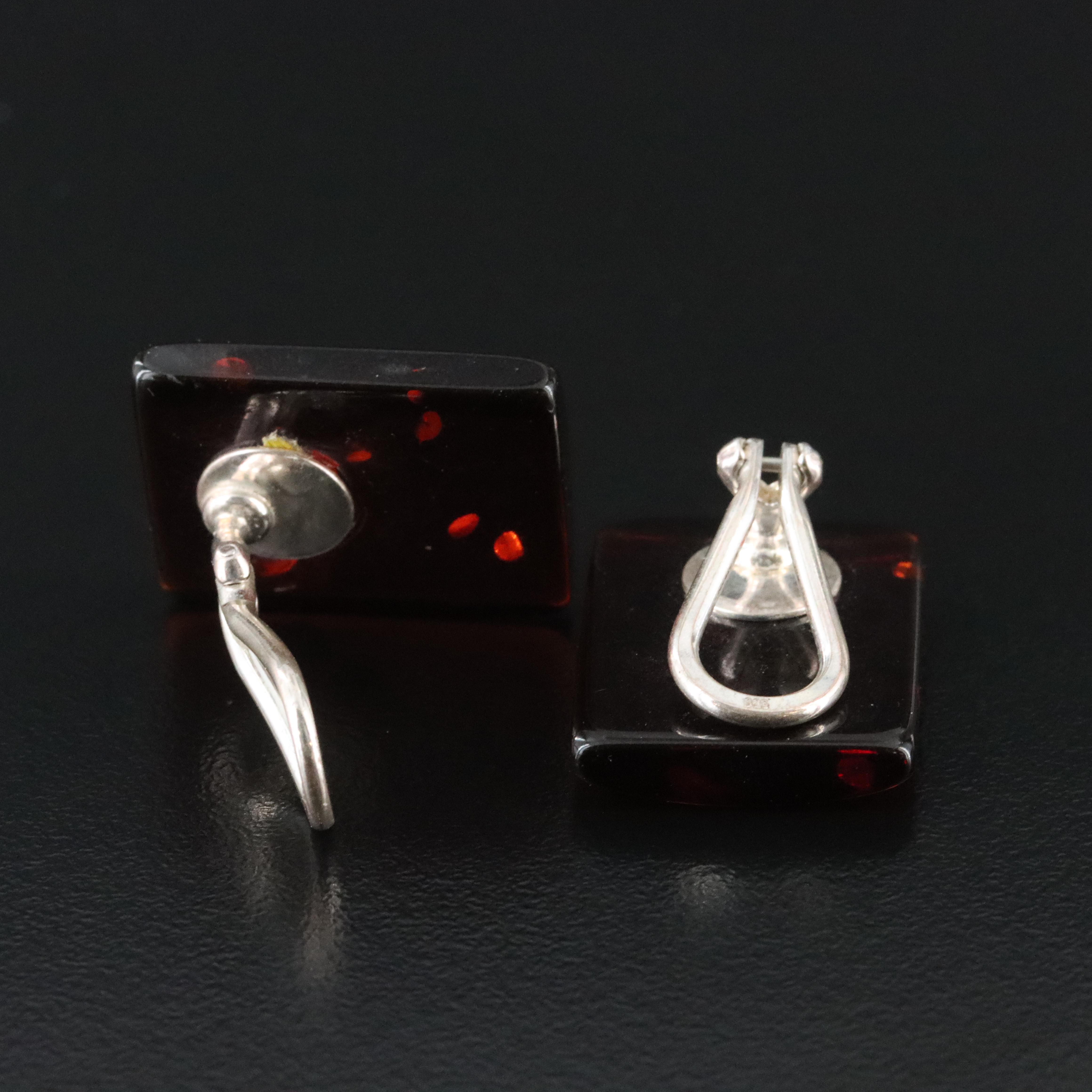 Sterling Amber Earrings