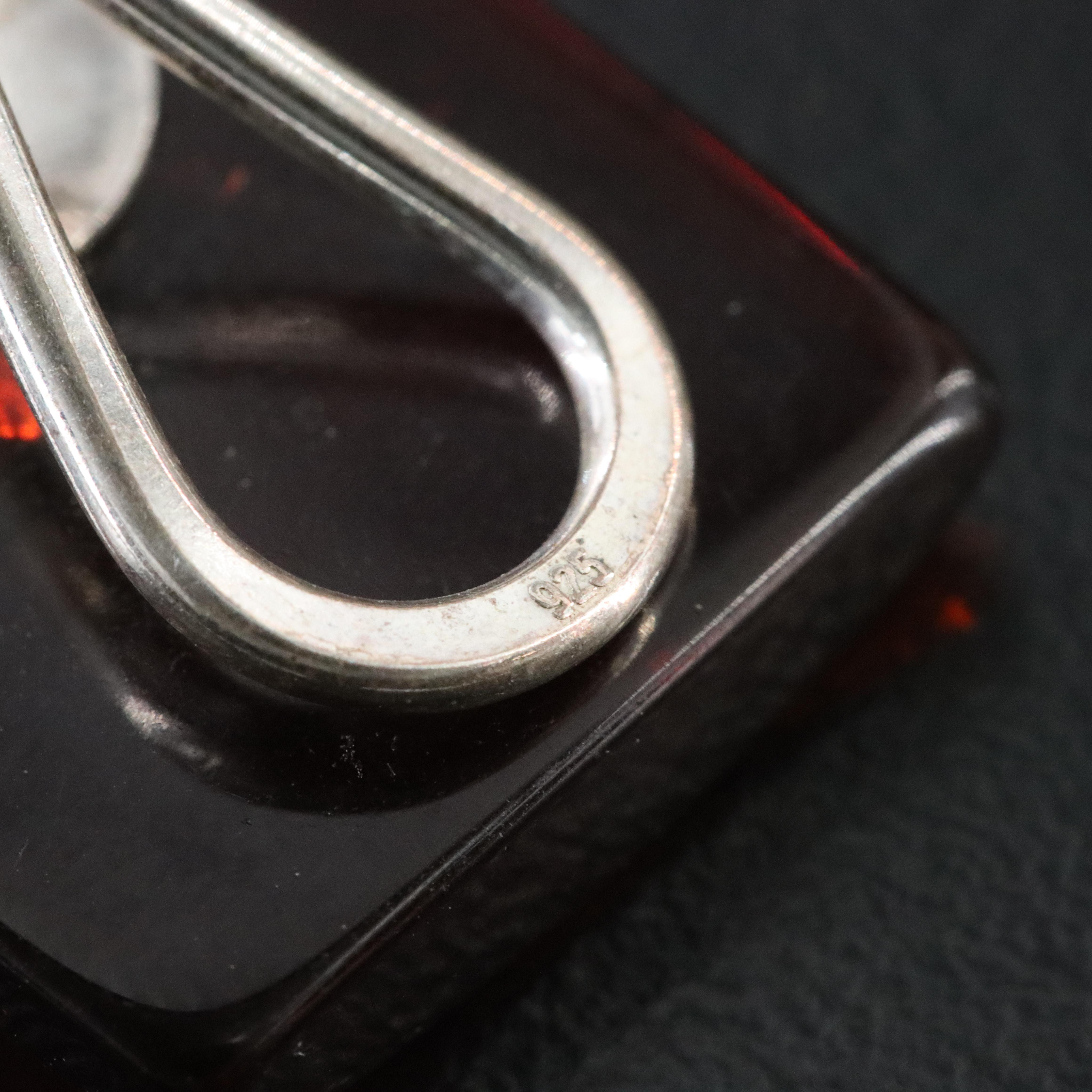 Sterling Amber Earrings