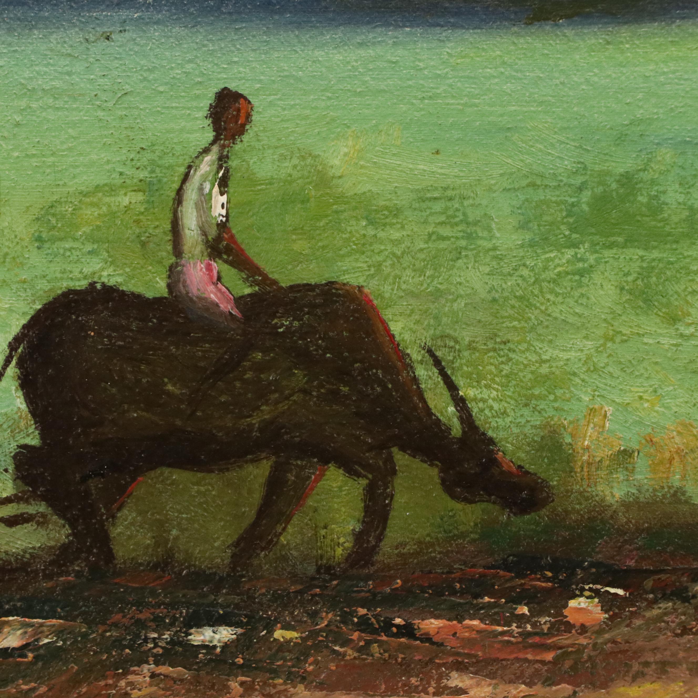 Sunset Farm Landscape with  Distant Mountain, 1963