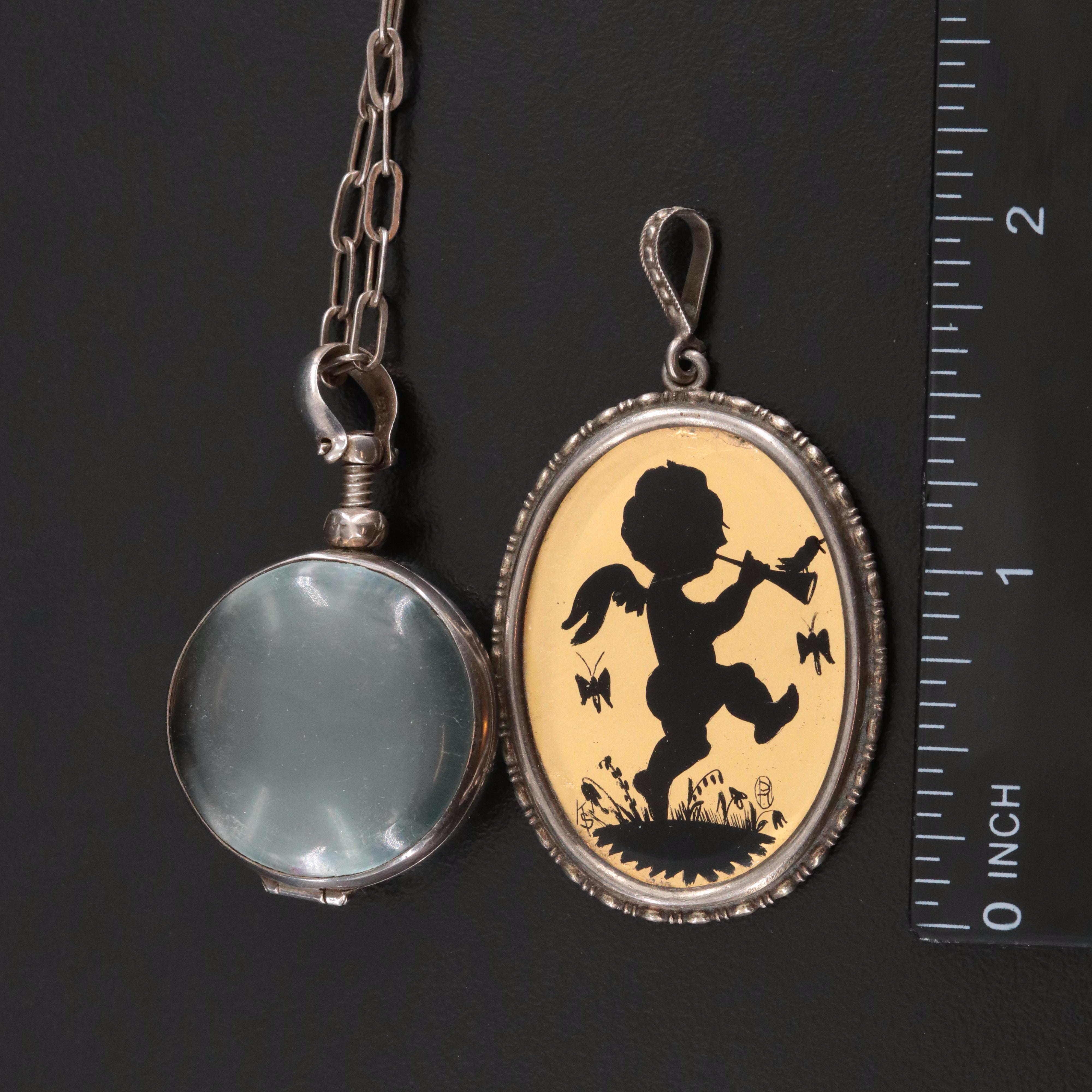 Vintage Sterling and 800 Silver Pendants and Necklace