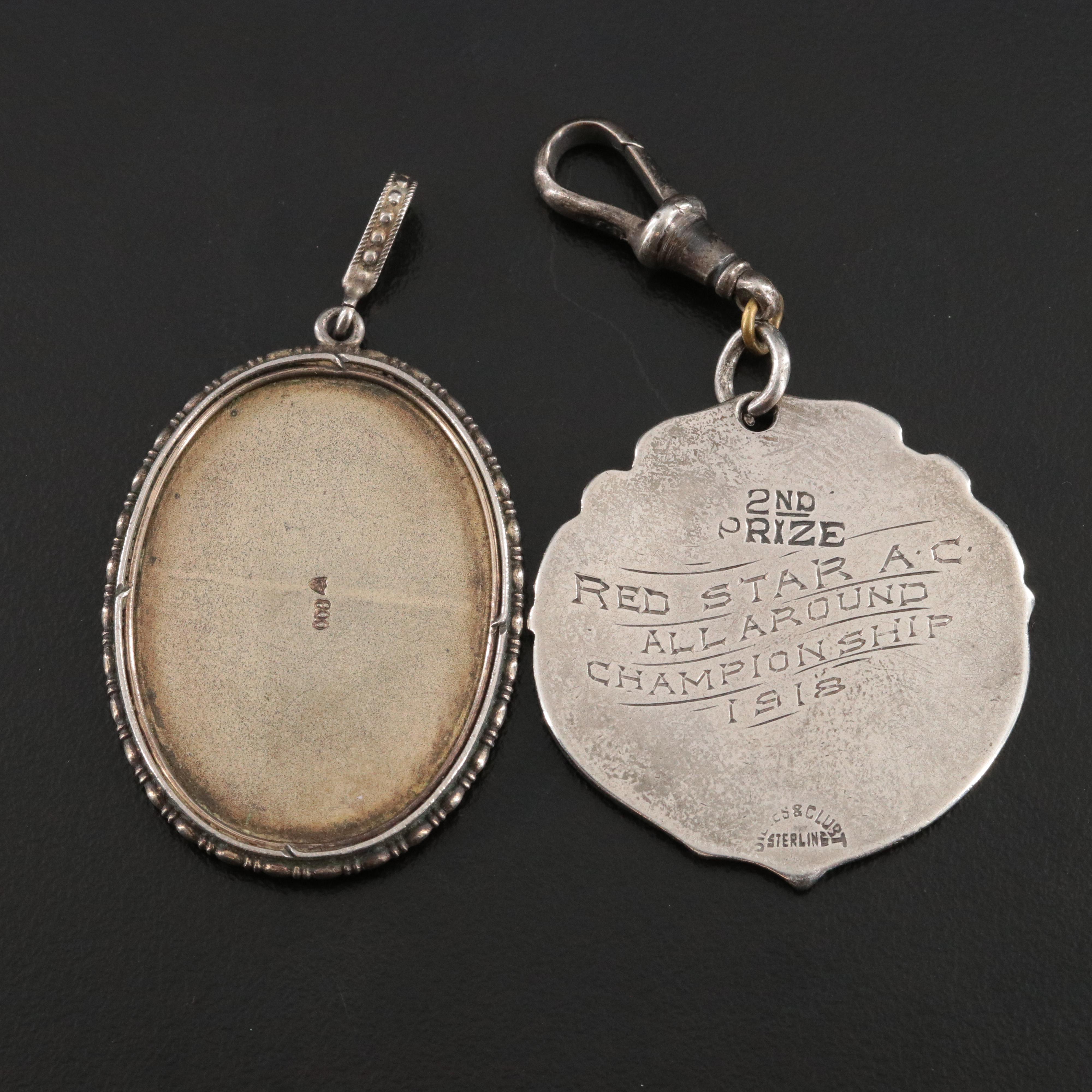 Vintage Sterling and 800 Silver Pendants and Necklace