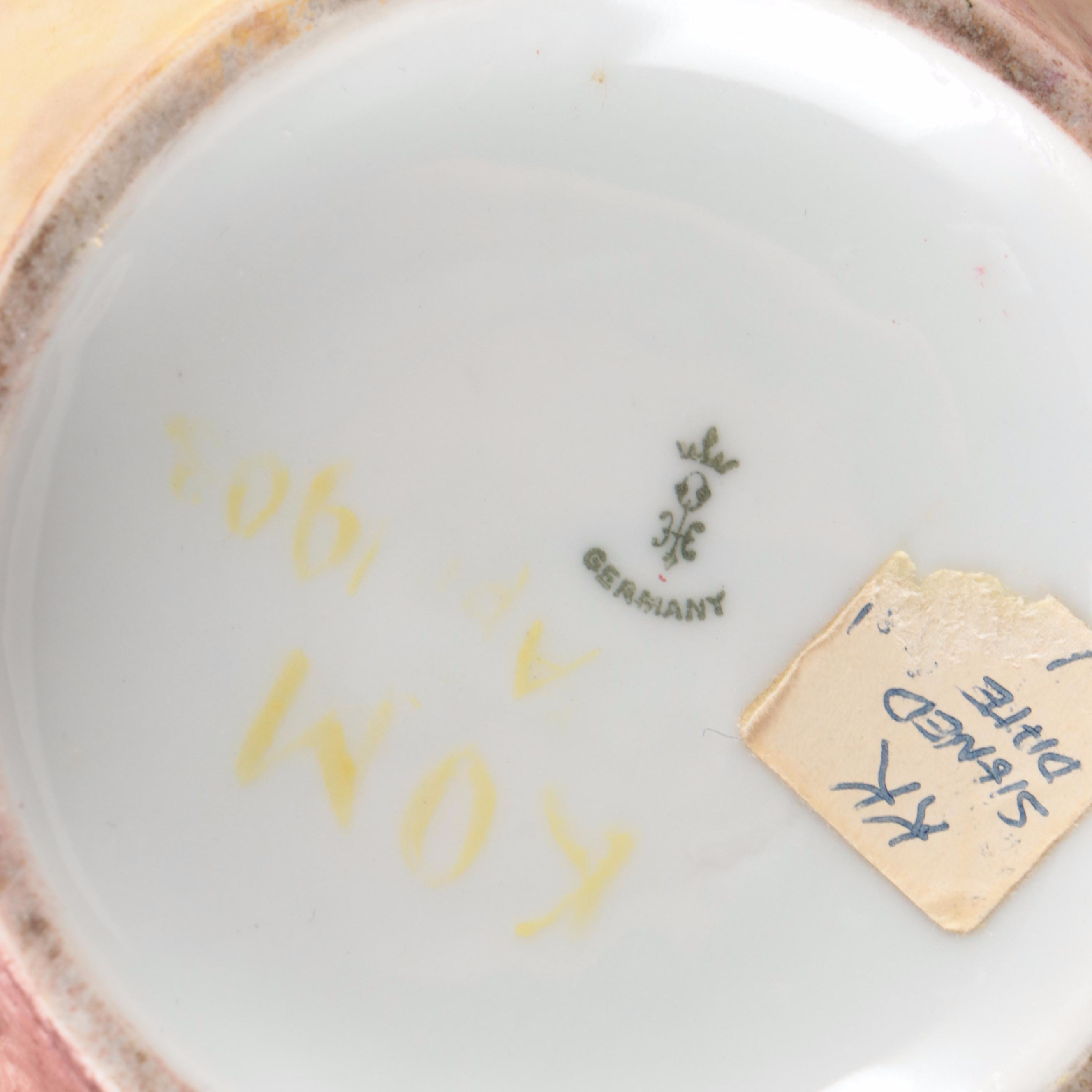 Hermann Ohme Porcelain Gilt and Hand-Painted Morning Glories Vase