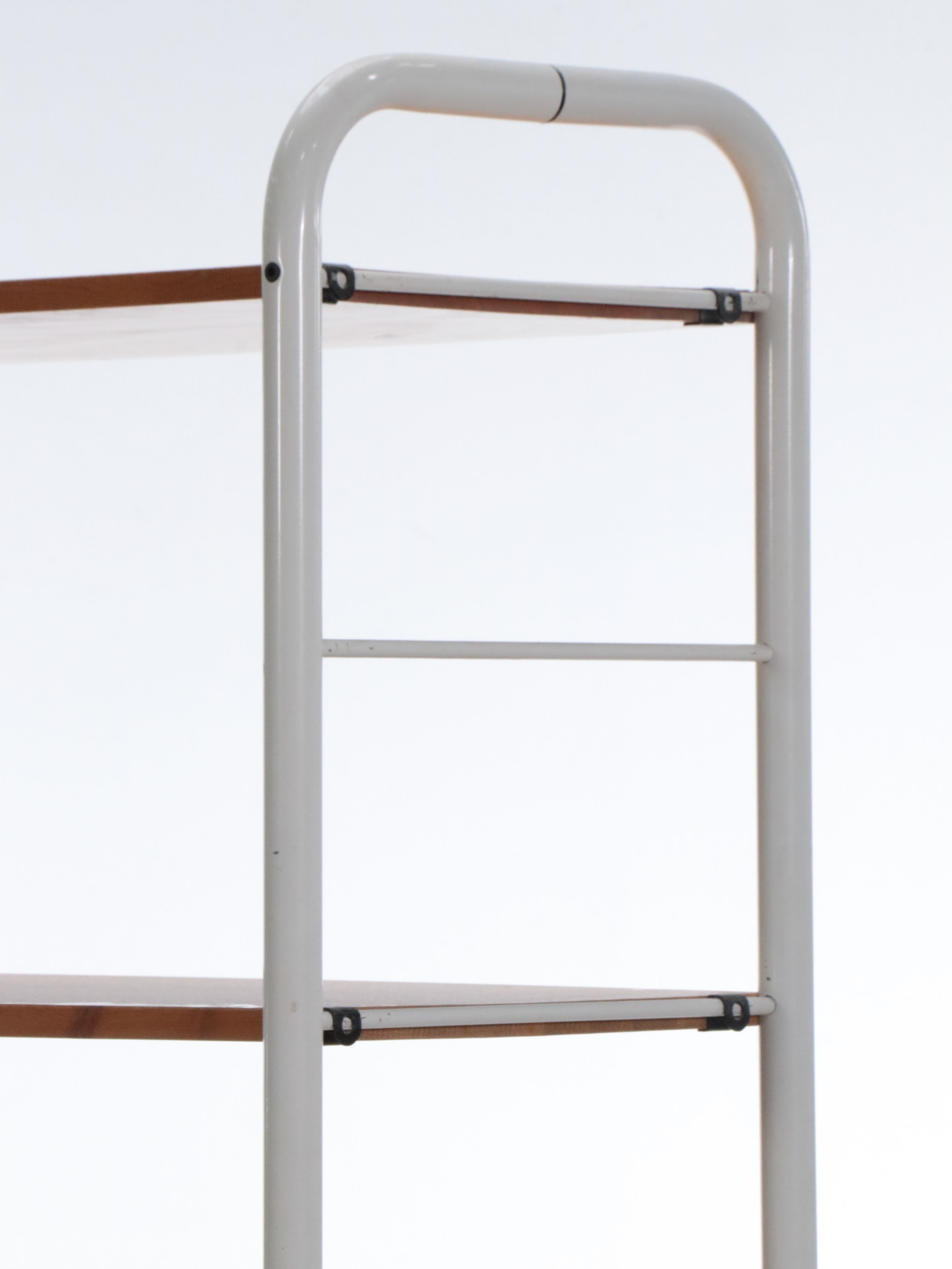 Two Contemporary Industrial Style Wood and Tubular Metal Bookcases