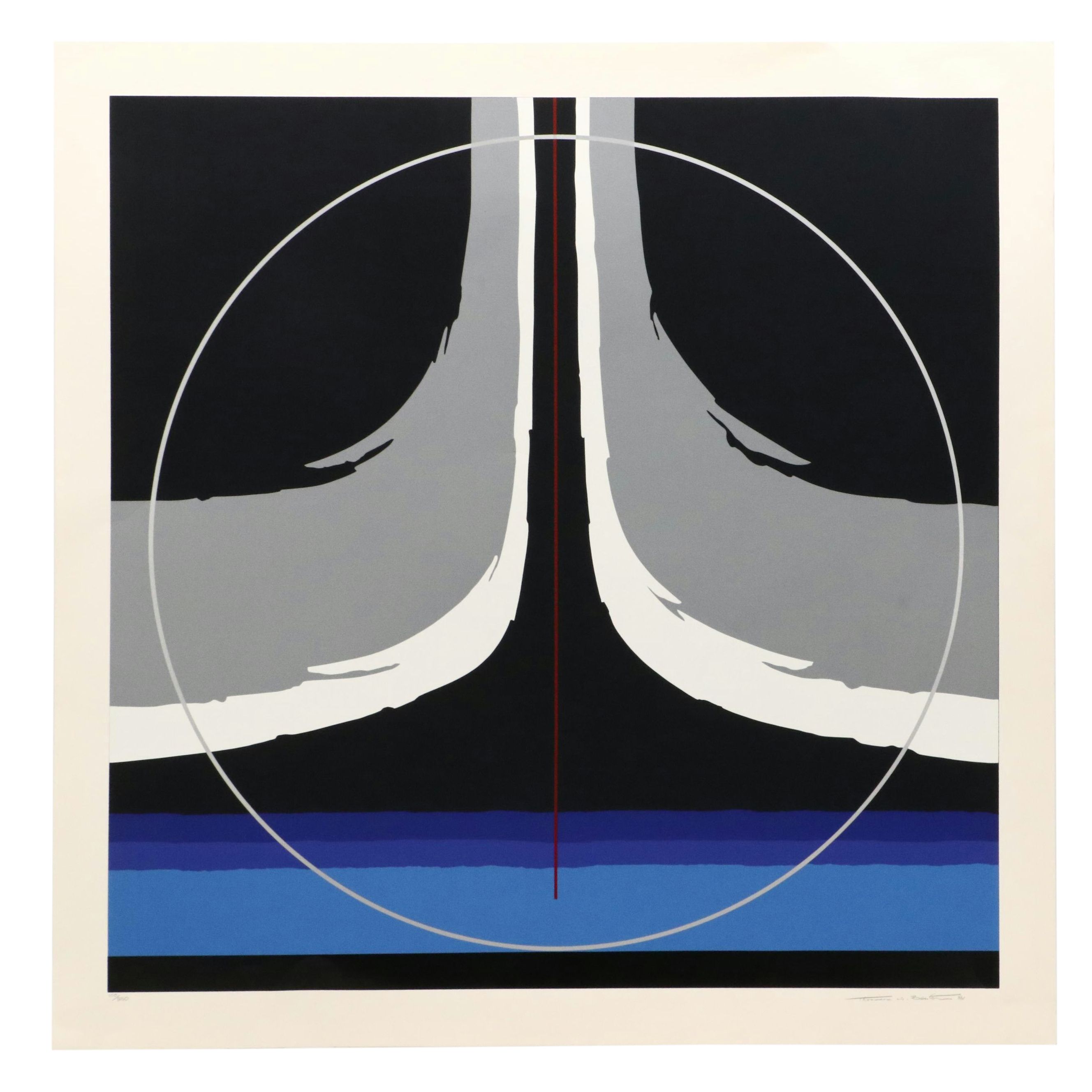 Thomas Whelan Benton Abstract Serigraph "Earthline Red," 1981