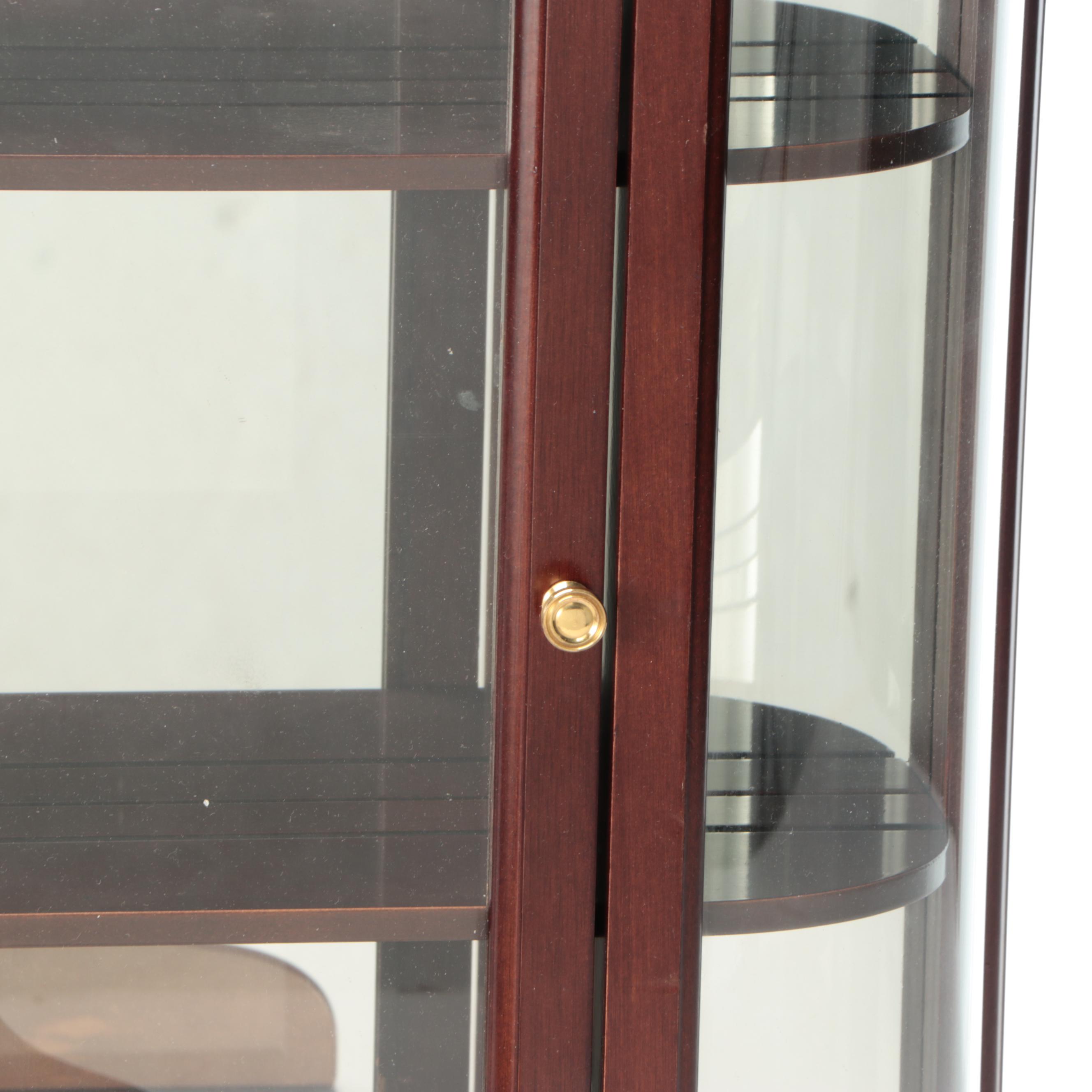 The Bombay Company Curved Mahogany Curio Cabinets and Shelf