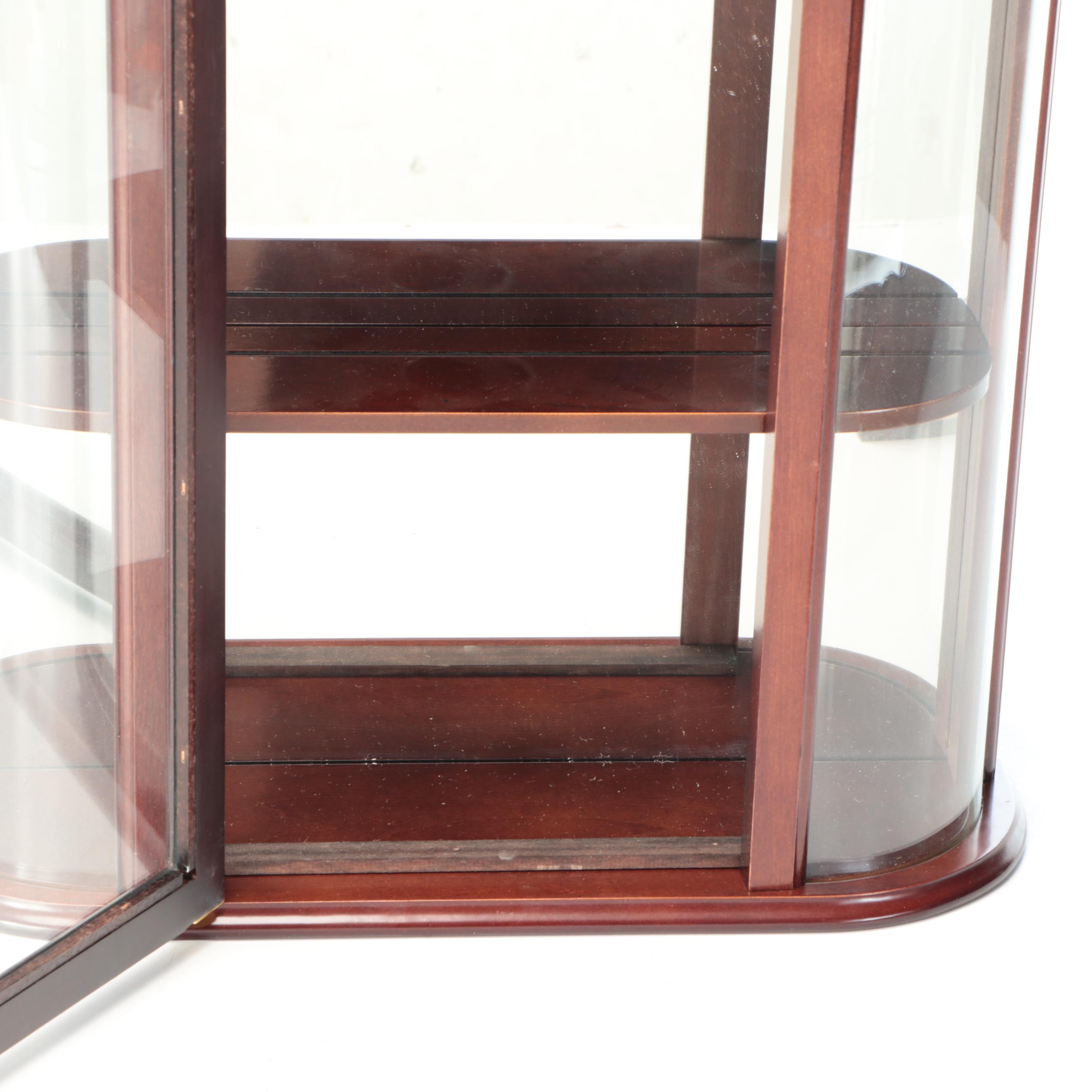 The Bombay Company Curved Mahogany Curio Cabinets and Shelf