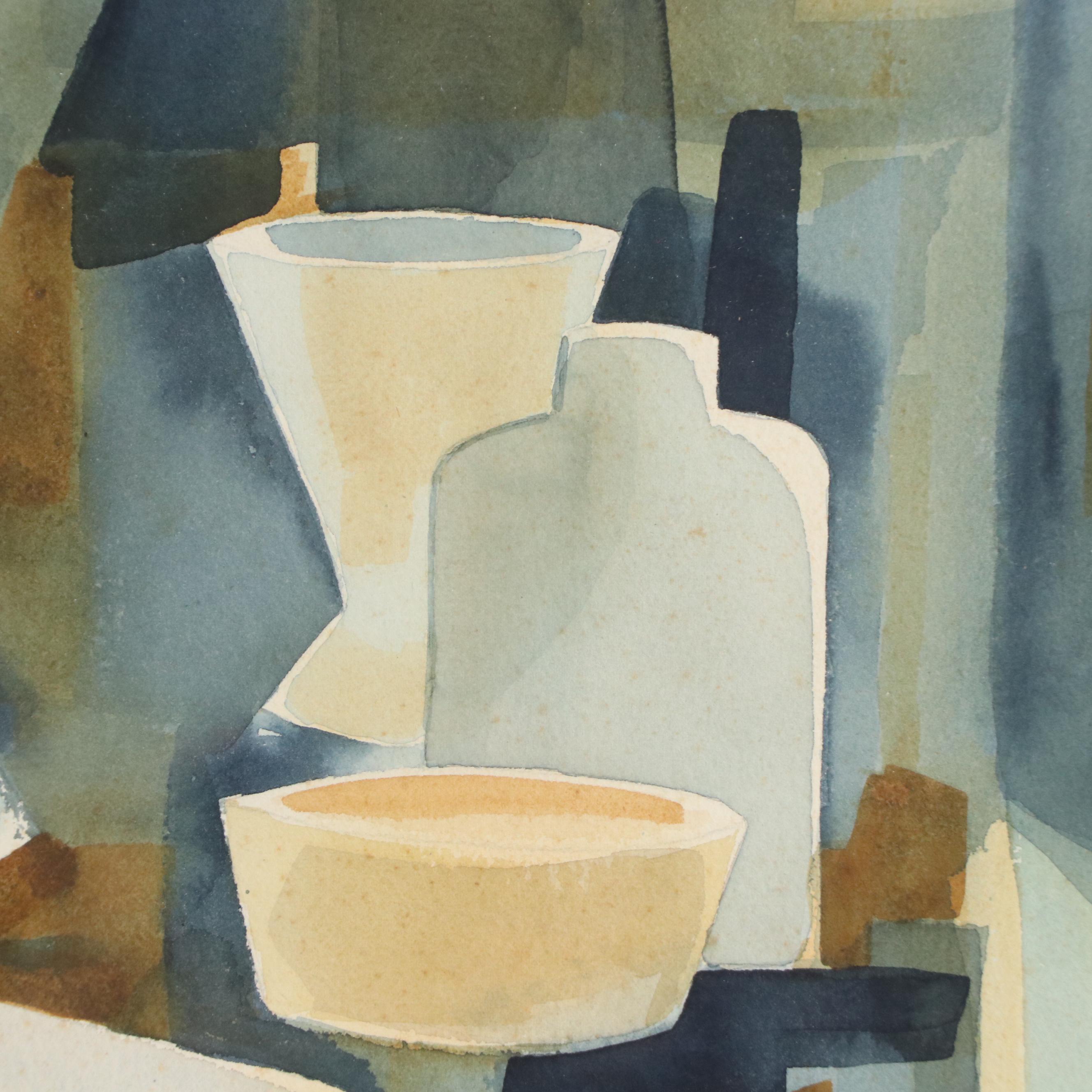 Watercolor Painting of Cubist Still Life, 1976