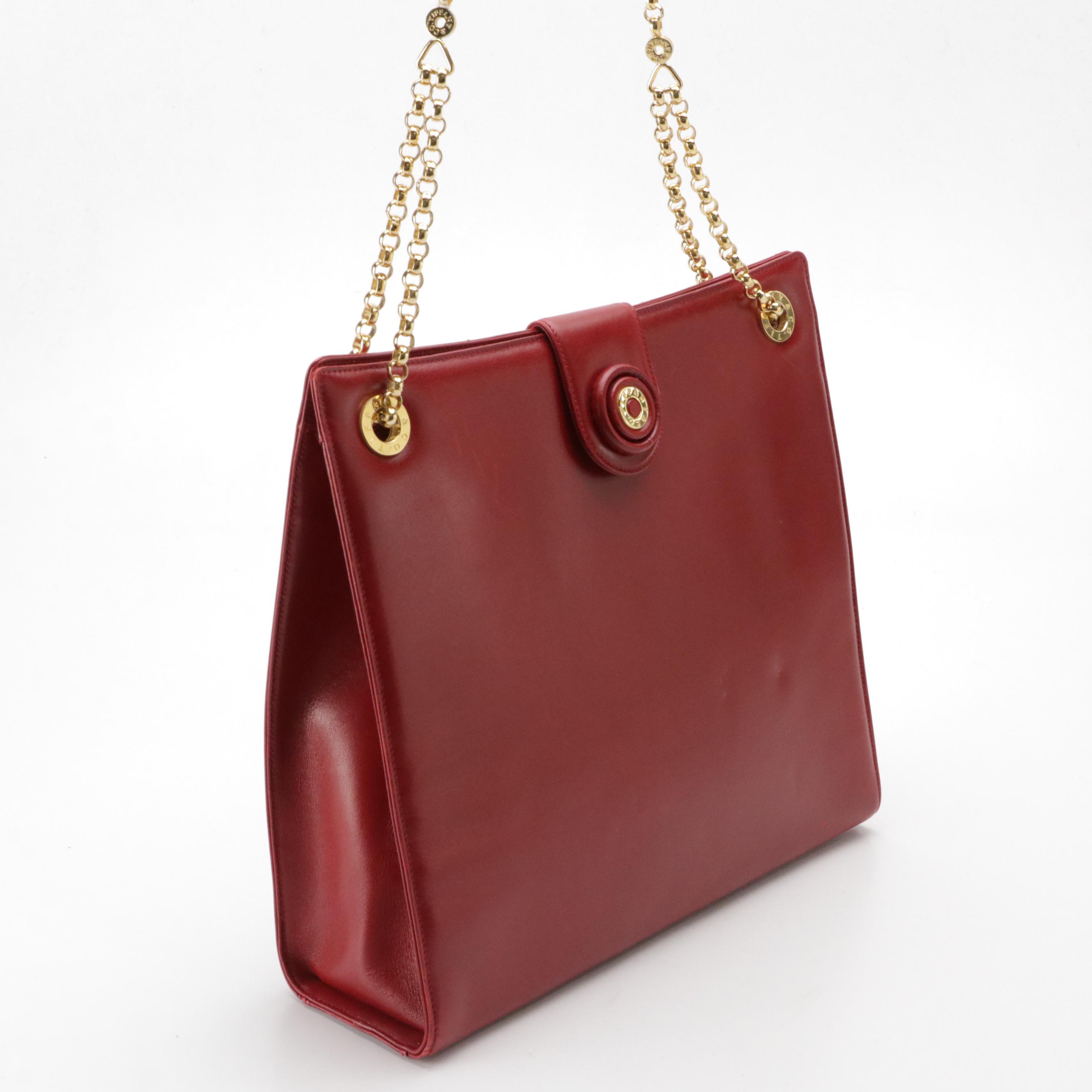 Tiffany & Co. Vintage Red Leather Chain Strap Tote Bag