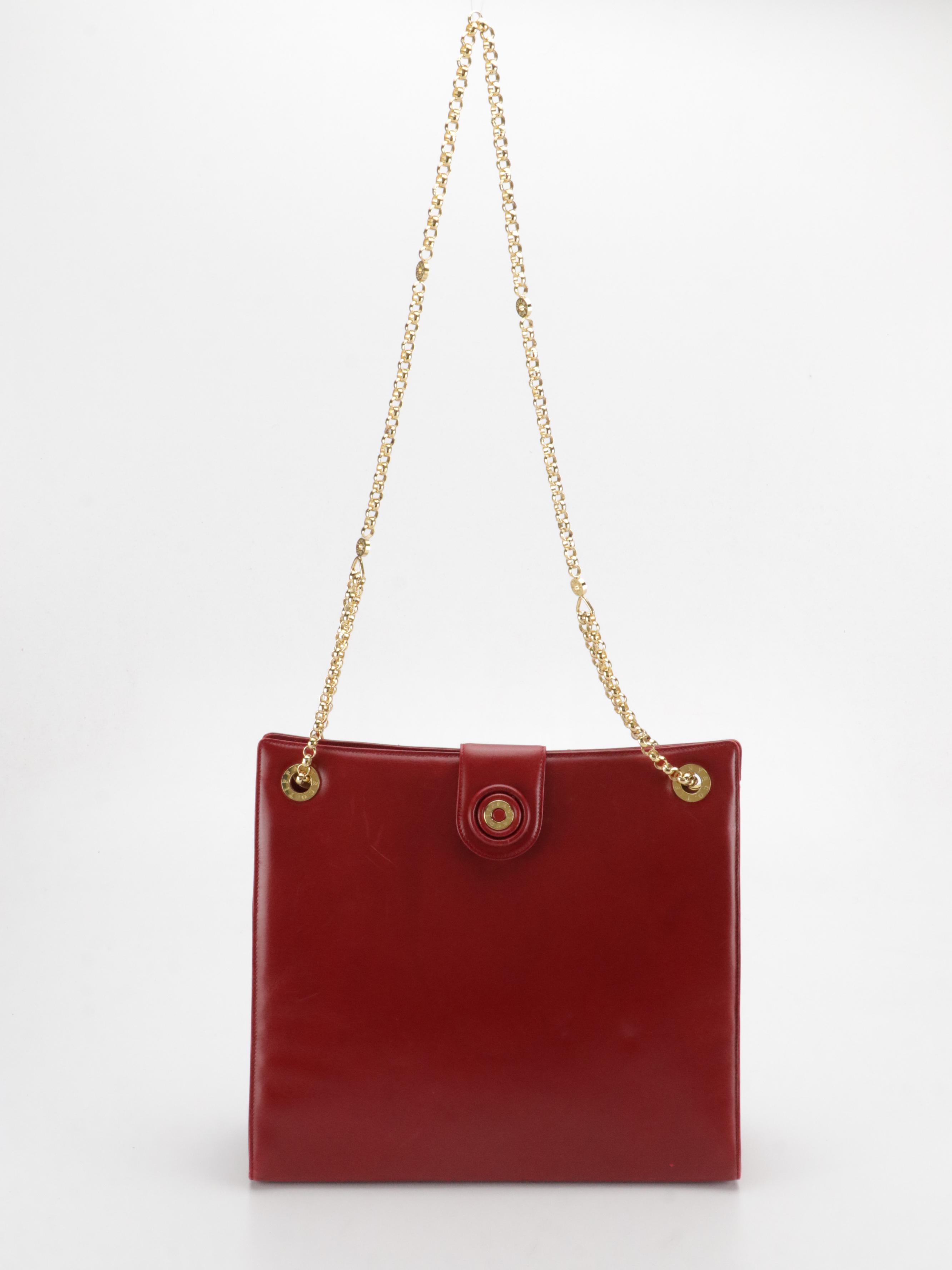 Tiffany & Co. Vintage Red Leather Chain Strap Tote Bag