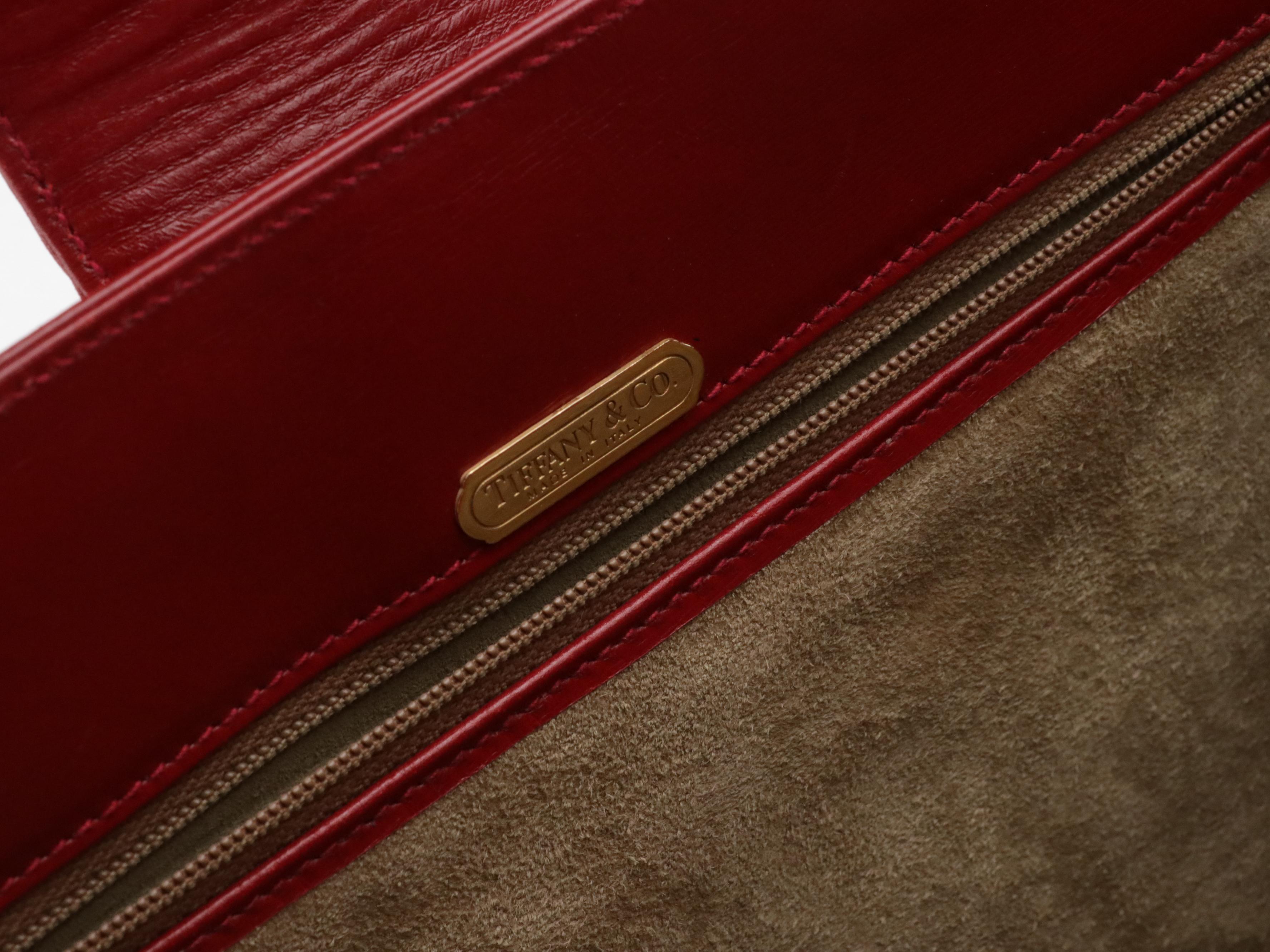 Tiffany & Co. Vintage Red Leather Chain Strap Tote Bag