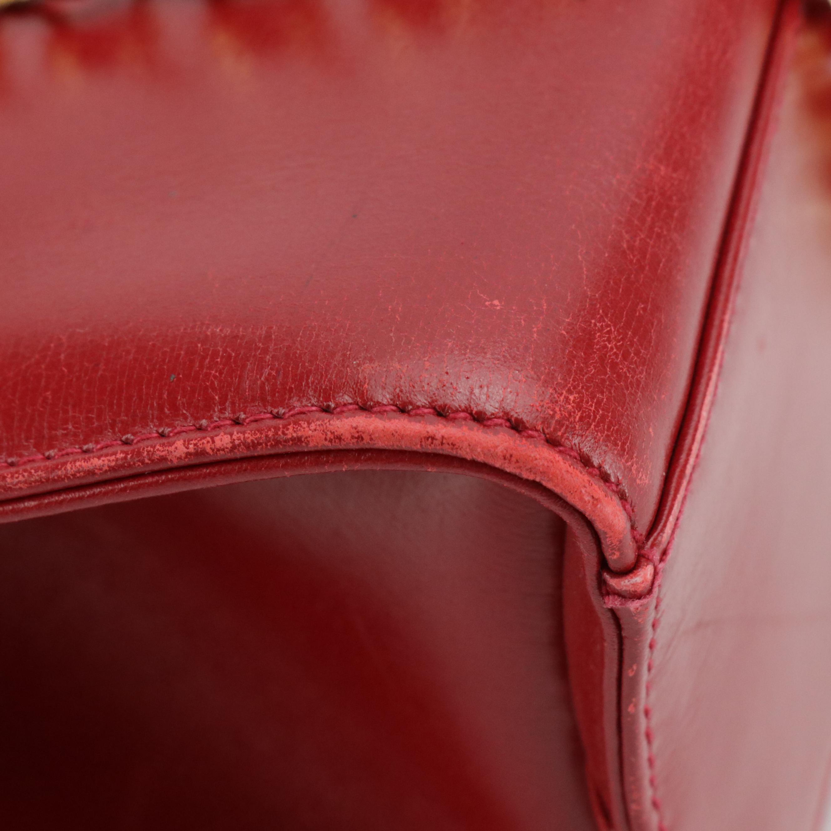 Tiffany & Co. Vintage Red Leather Chain Strap Tote Bag