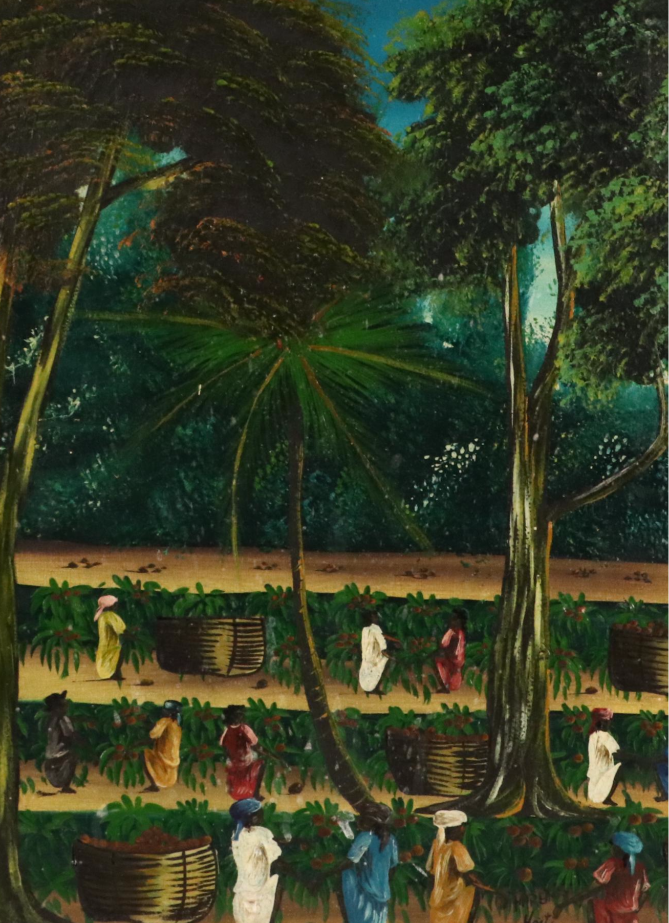 Haitian Harvest Landscape Oil Painting