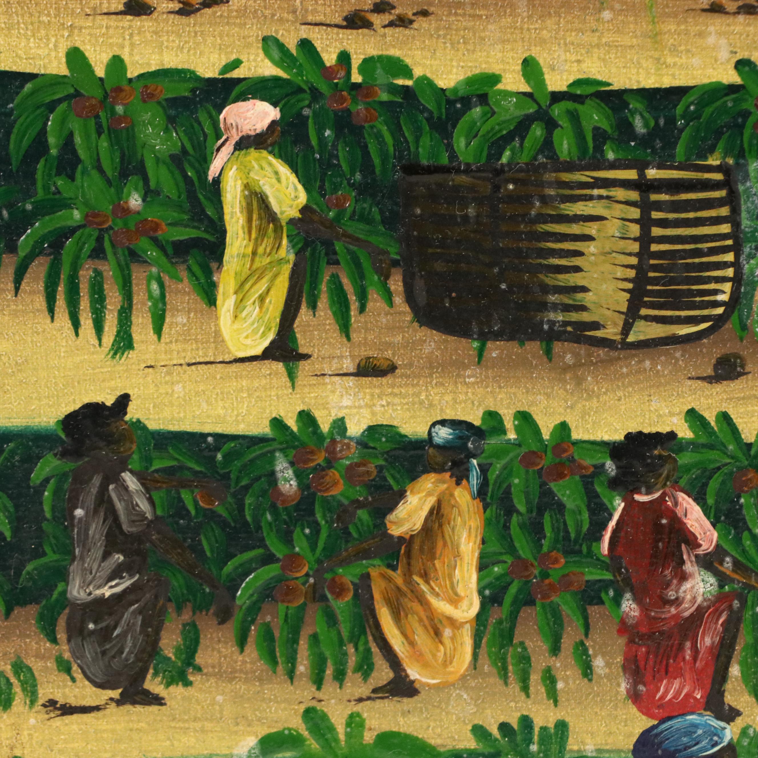 Haitian Harvest Landscape Oil Painting