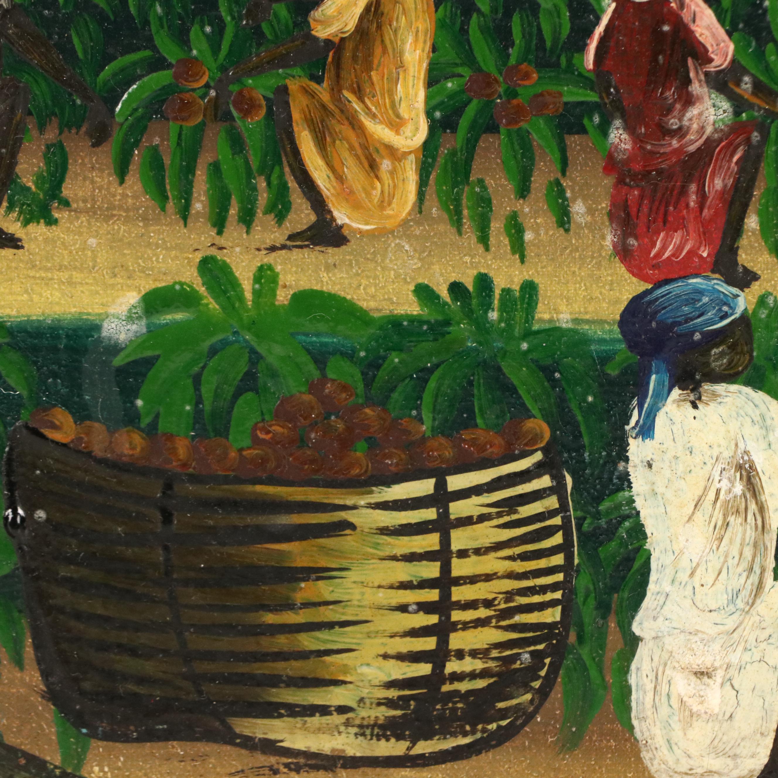 Haitian Harvest Landscape Oil Painting