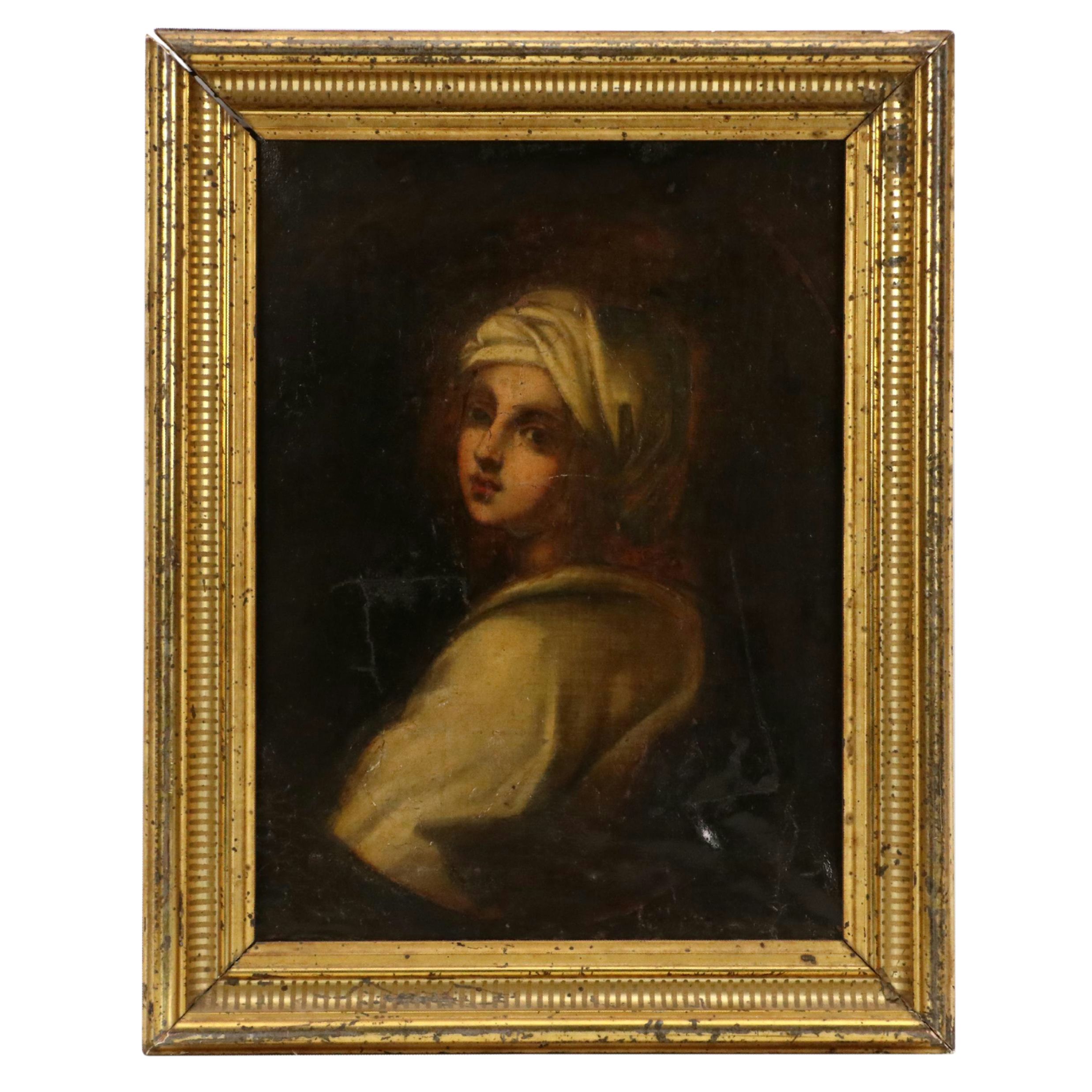 Grand Tour Copy Oil Portrait of Beatrice Cenci, 19th Century