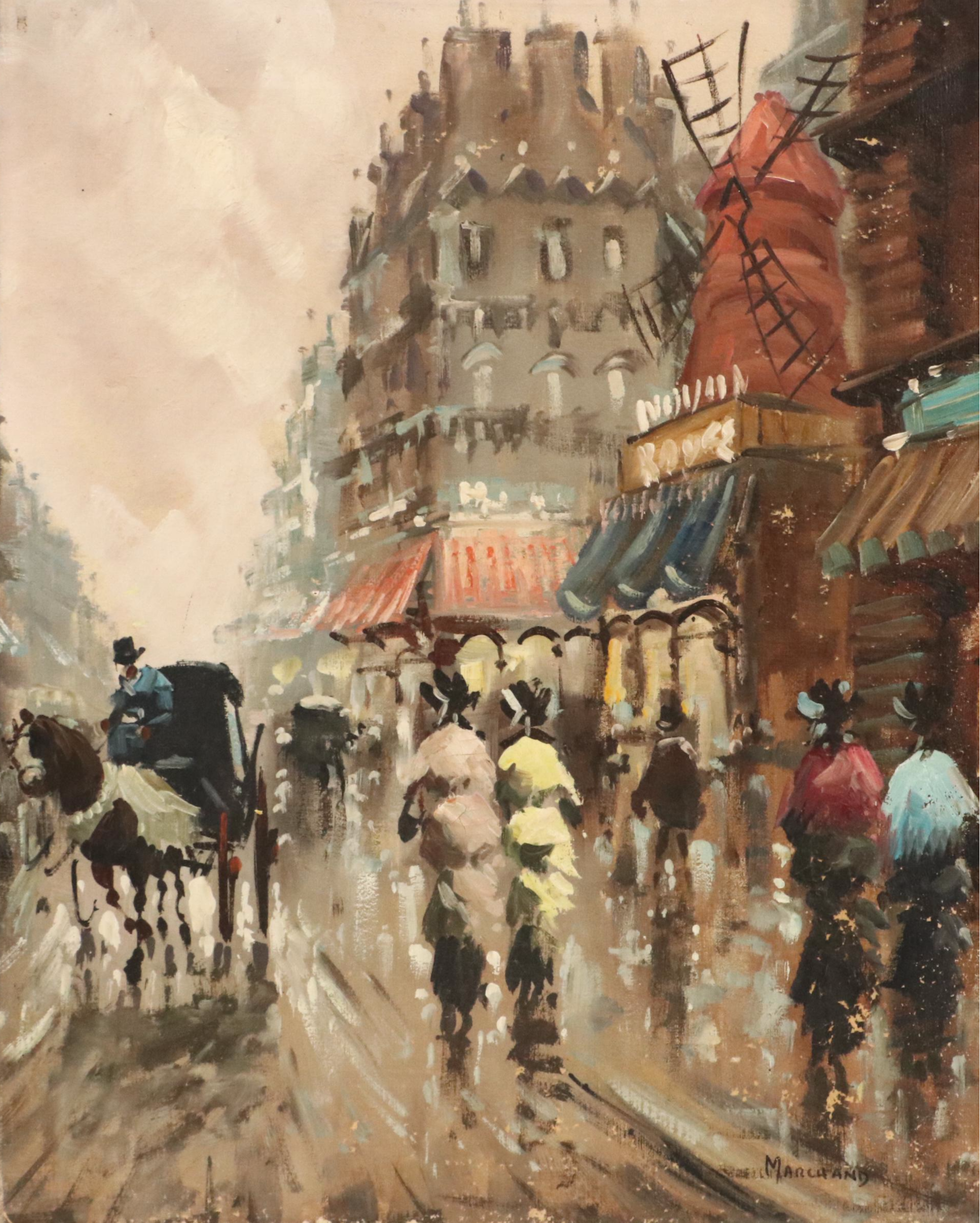 Marchand Parisian Cityscape Oil Painting