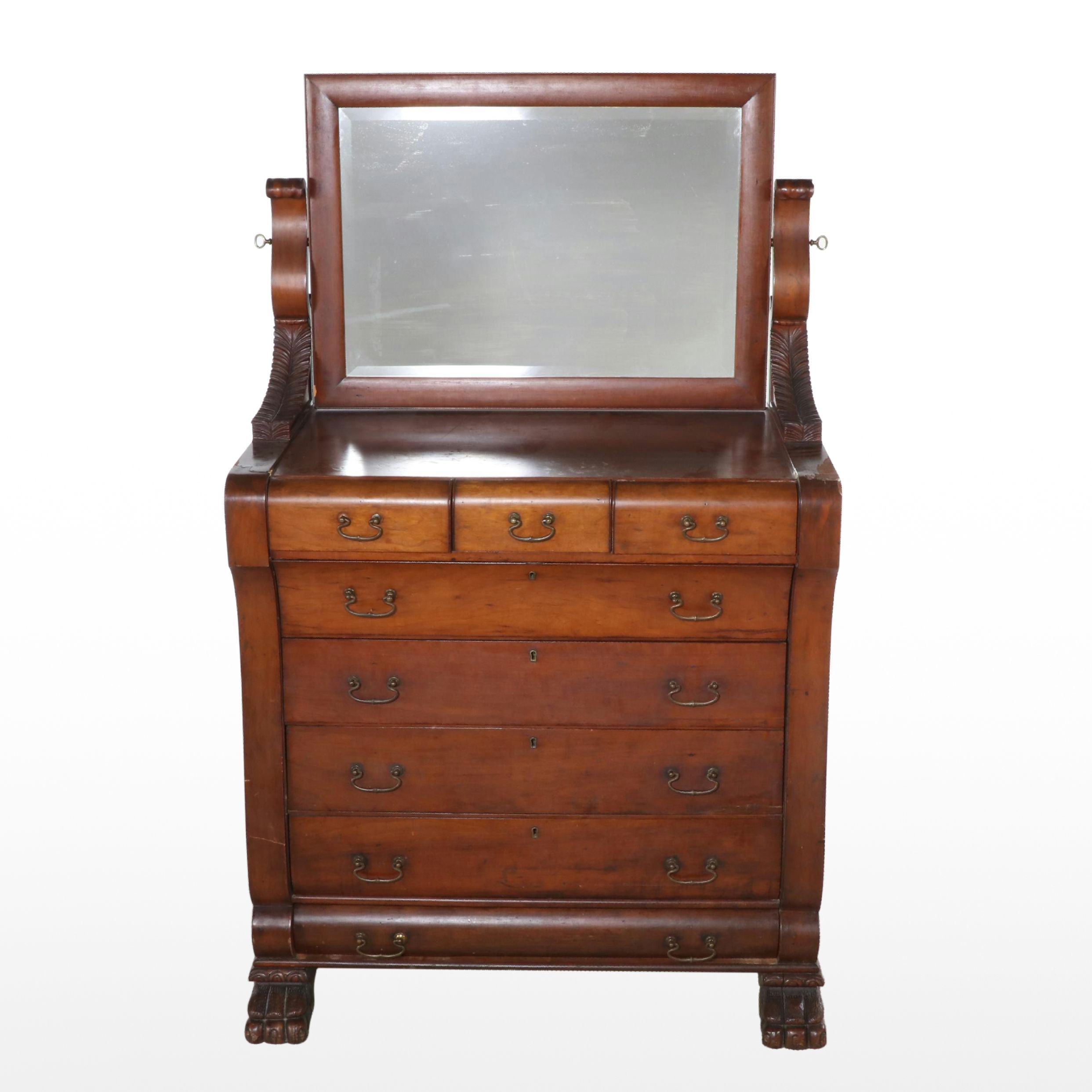 American Empire Style Mahogany Dresser, 19th Century