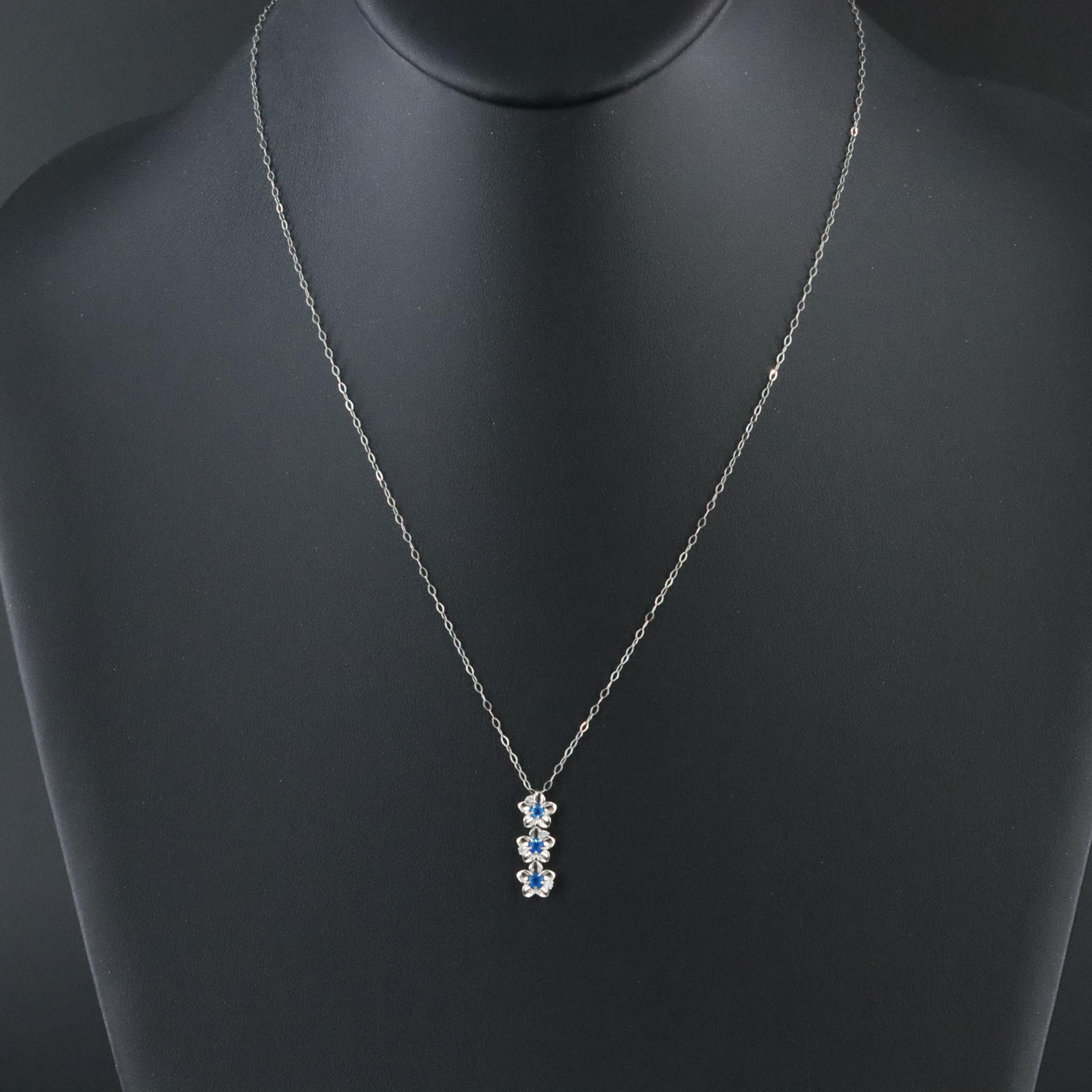 Platinum Haüyne and Diamond Flower Pendant Necklace