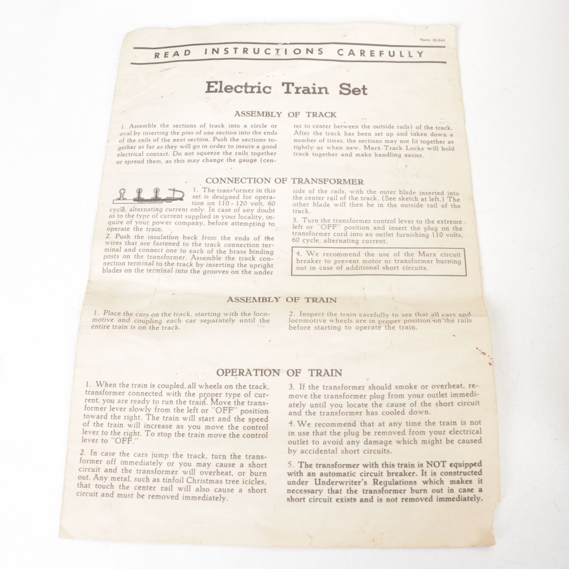 Marx O Gauge Train Set with Tracks, Transformer & More