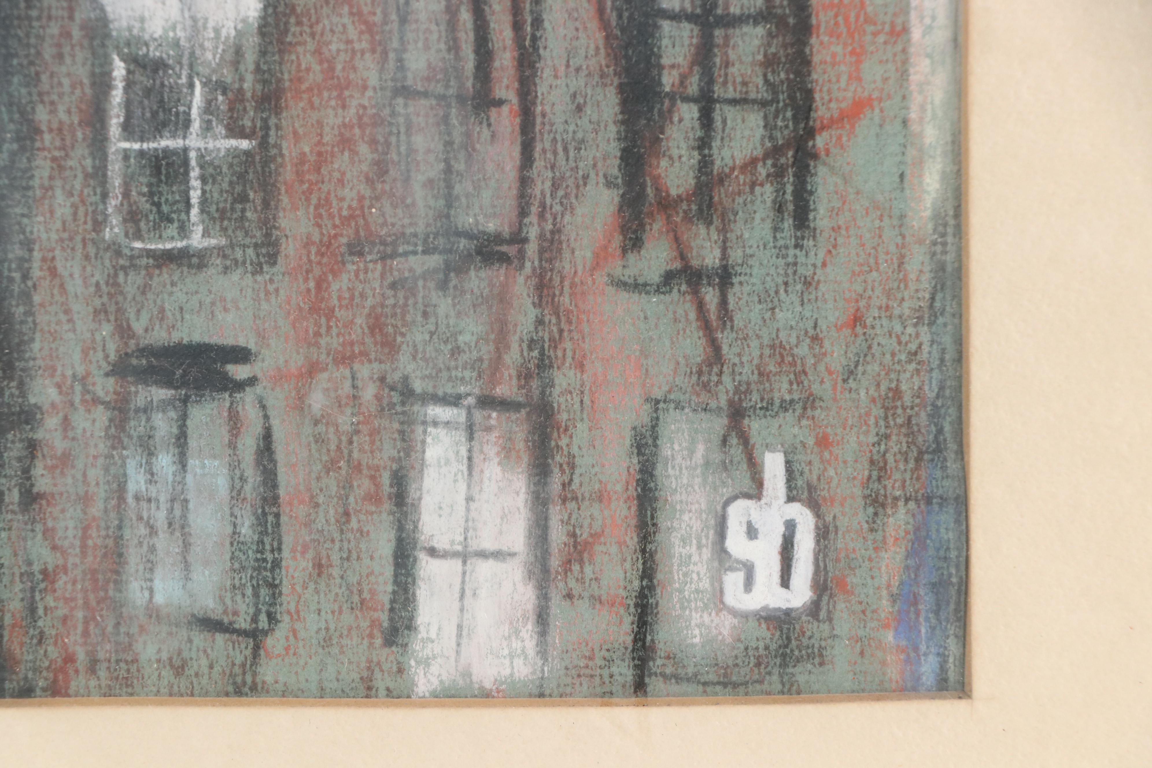 Sidney Braverman Modern Pastel Drawing of Industrial Urban Scene