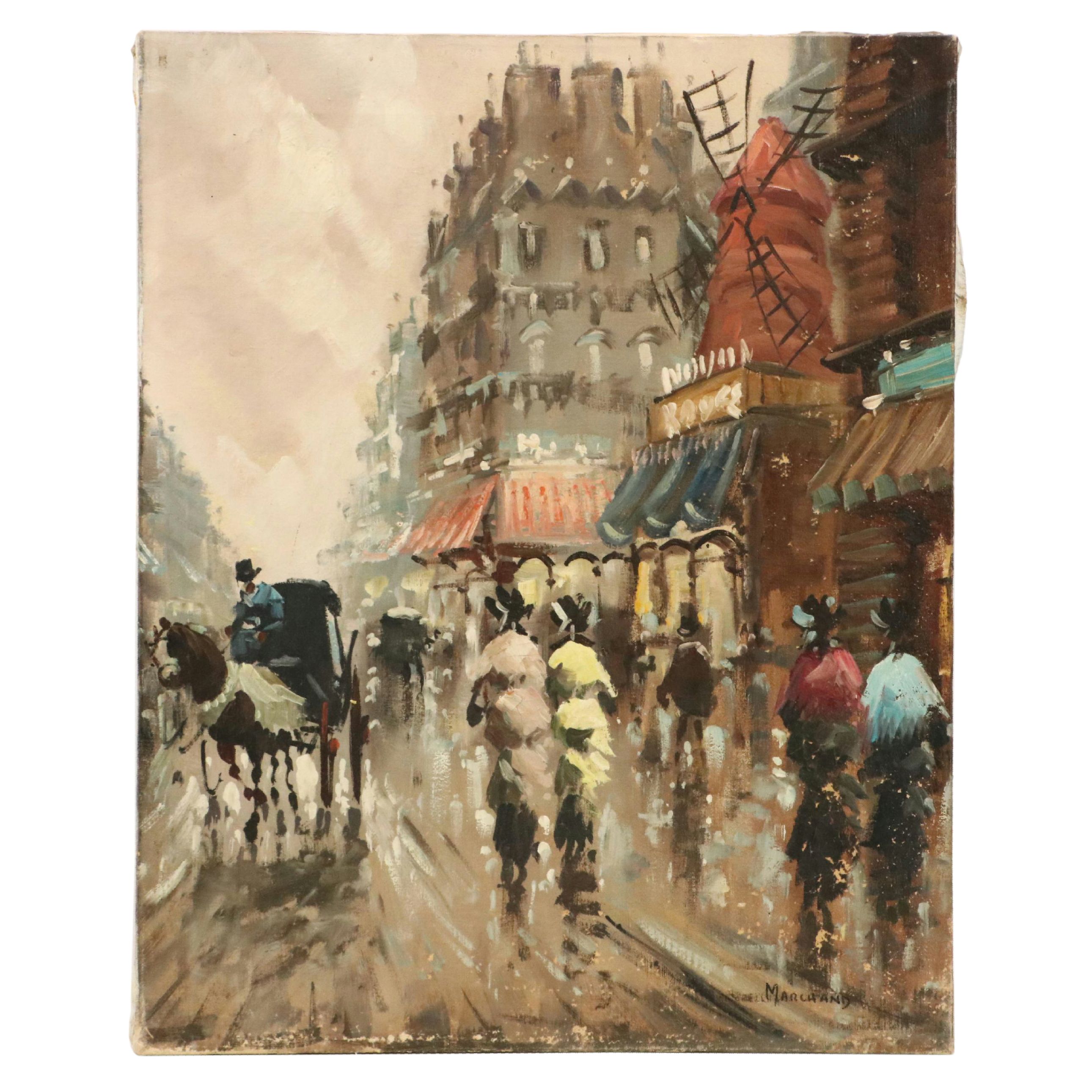Marchand Parisian Cityscape Oil Painting