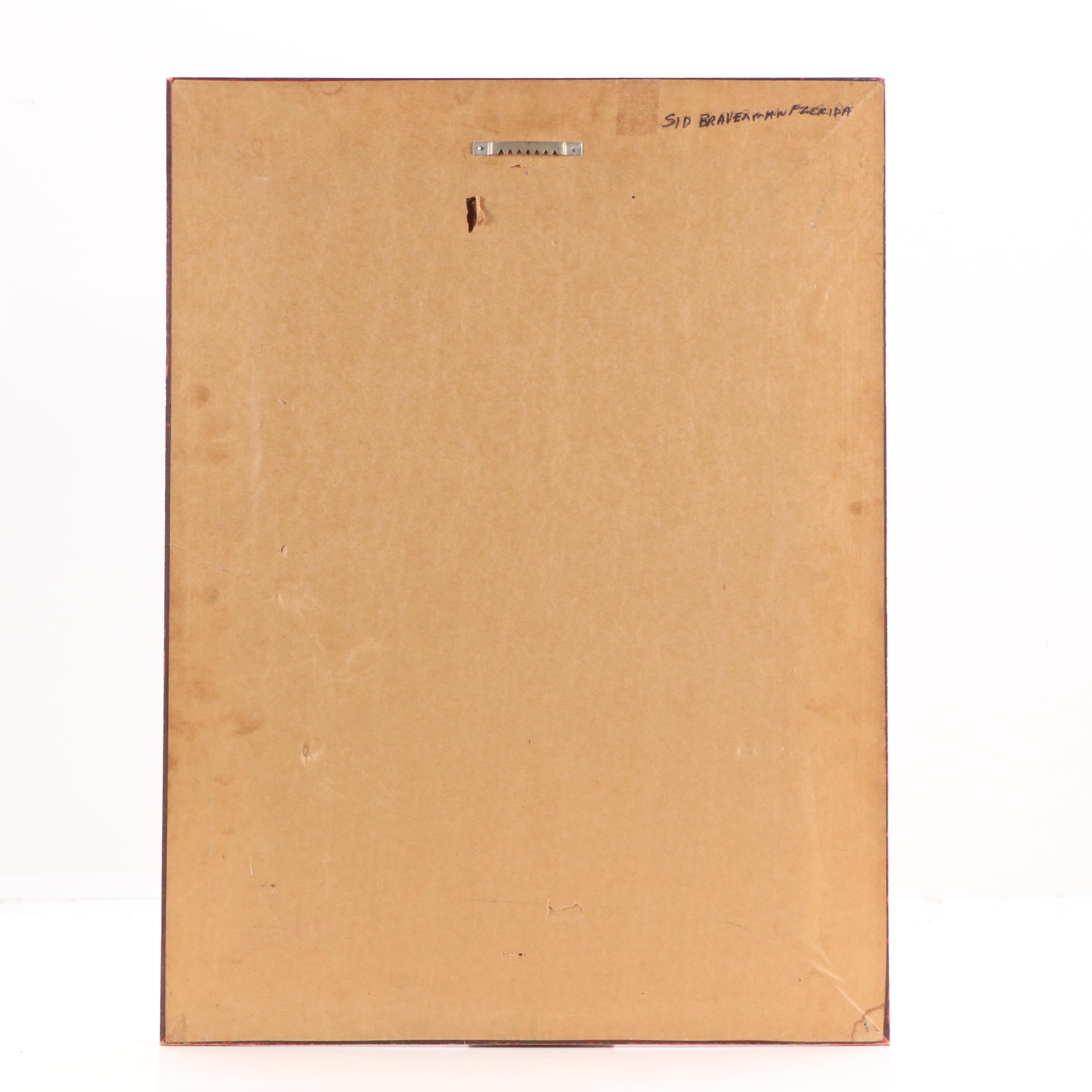 Sidney Braverman Modern Pastel Drawing of Urban Street Scene, Mid-20th Century