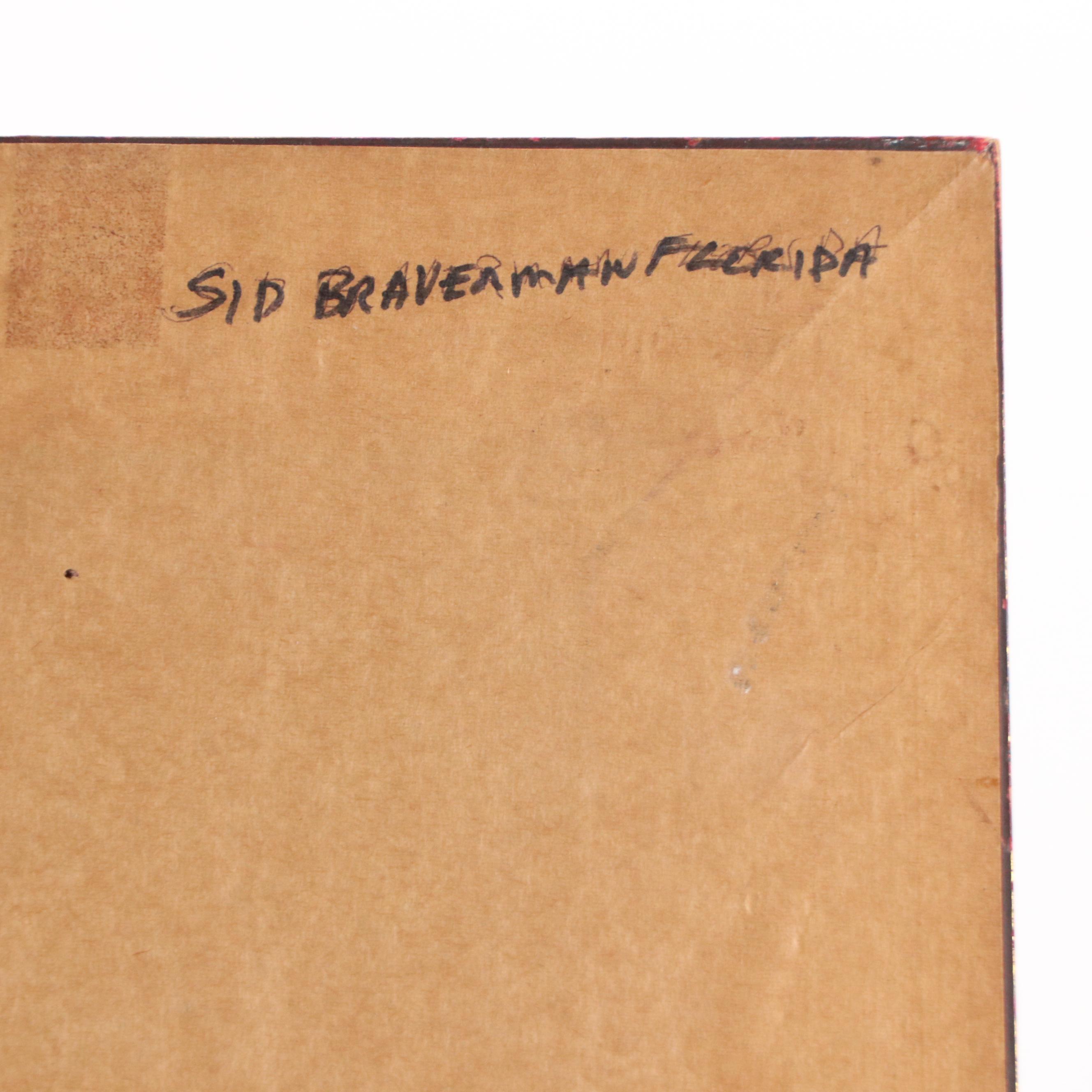 Sidney Braverman Modern Pastel Drawing of Urban Street Scene, Mid-20th Century