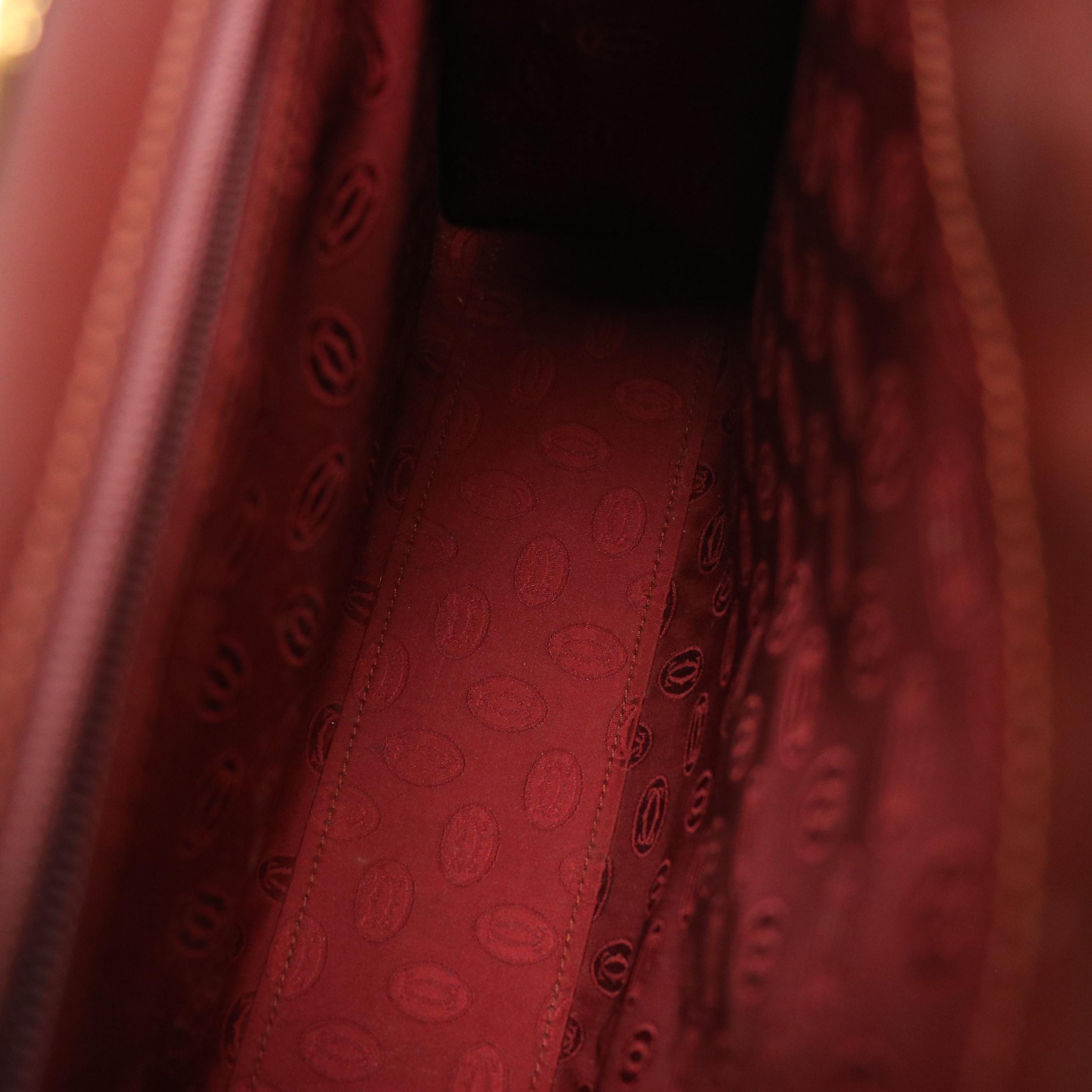 Must de Cartier Vintage Top Handle Bag in Smooth Burgundy Leather