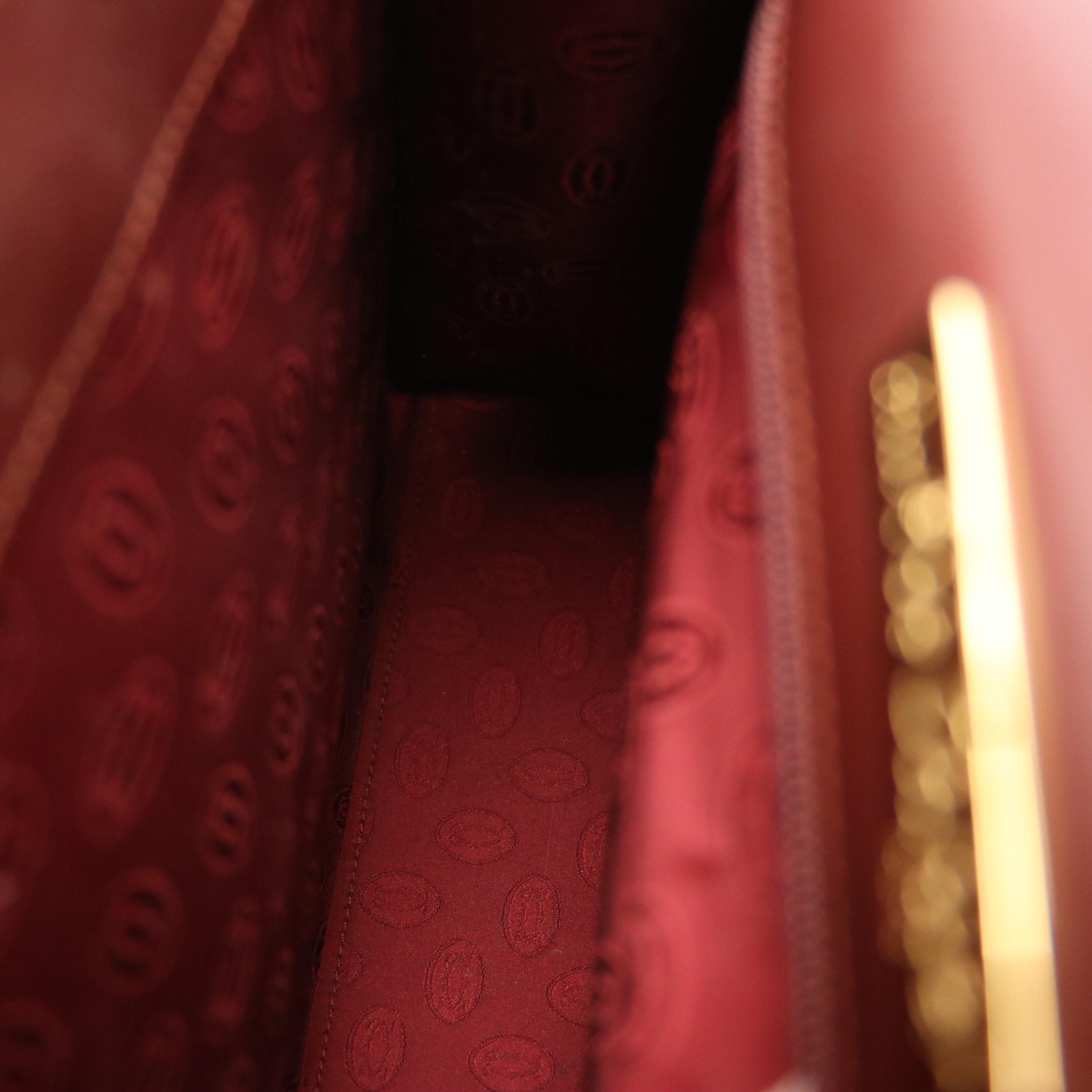 Must de Cartier Vintage Top Handle Bag in Smooth Burgundy Leather