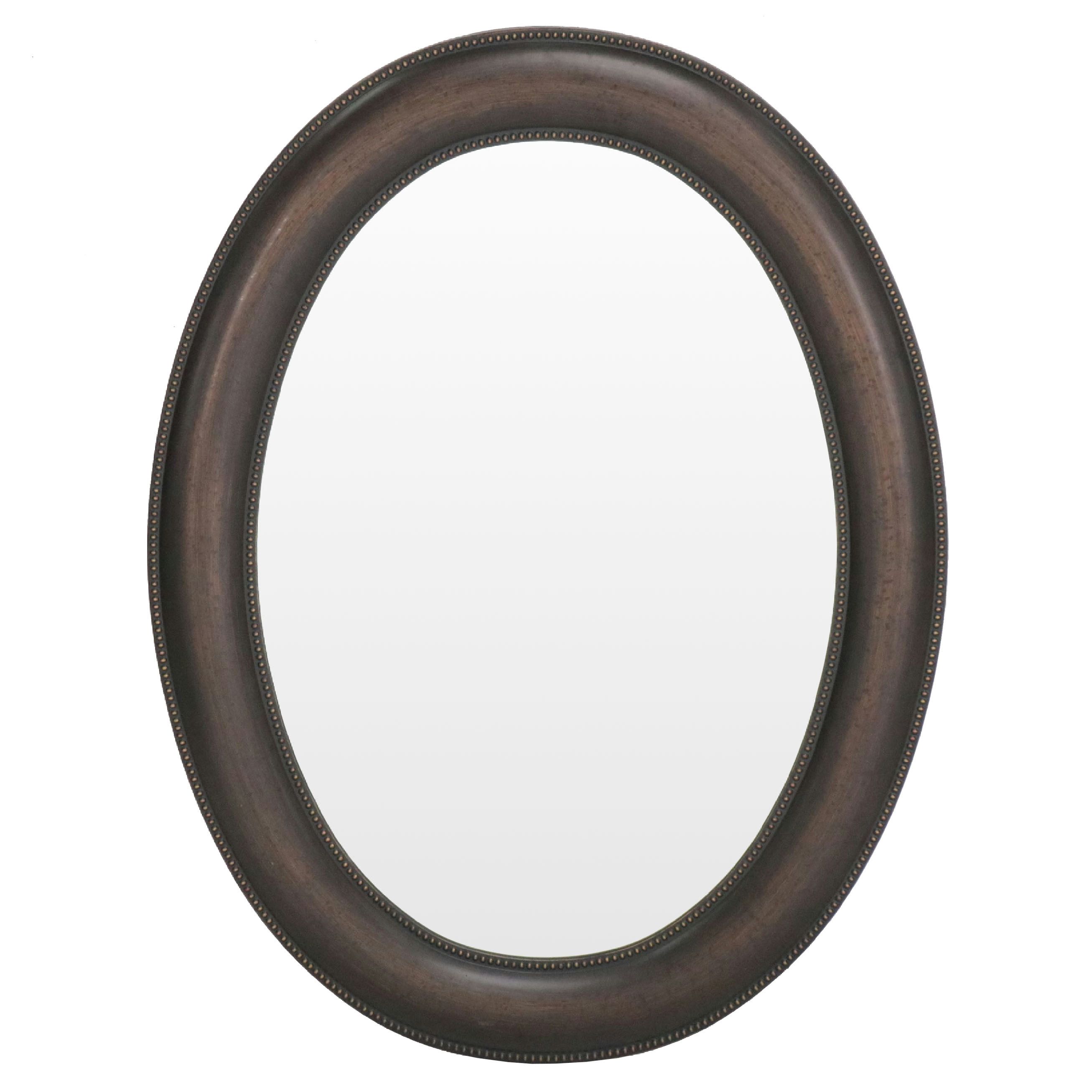 Uttermost Pewter Finish Oval Wall Mirror with Beaded Trim, 2019