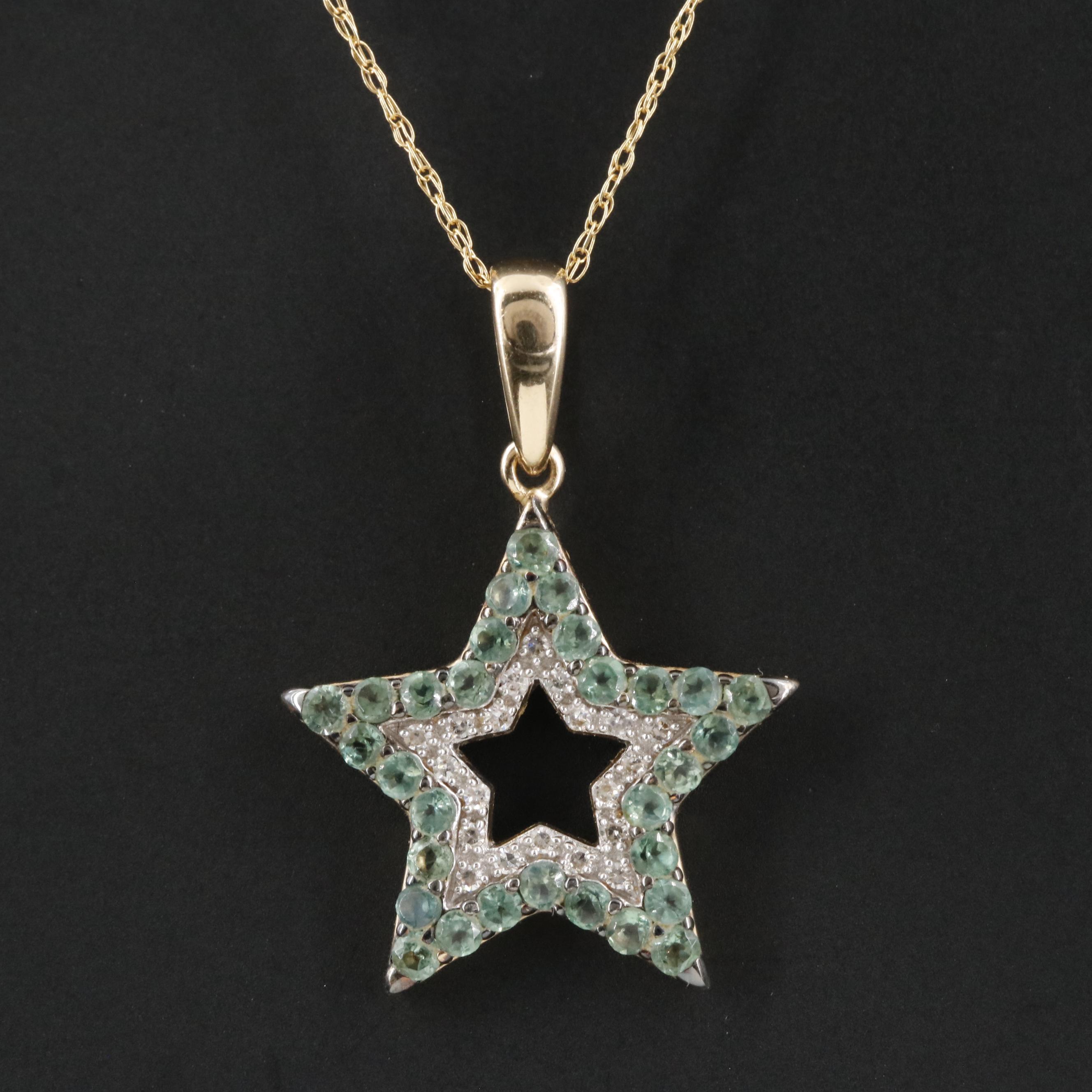 14K Alexandrite and Diamond Star Pendant Necklace