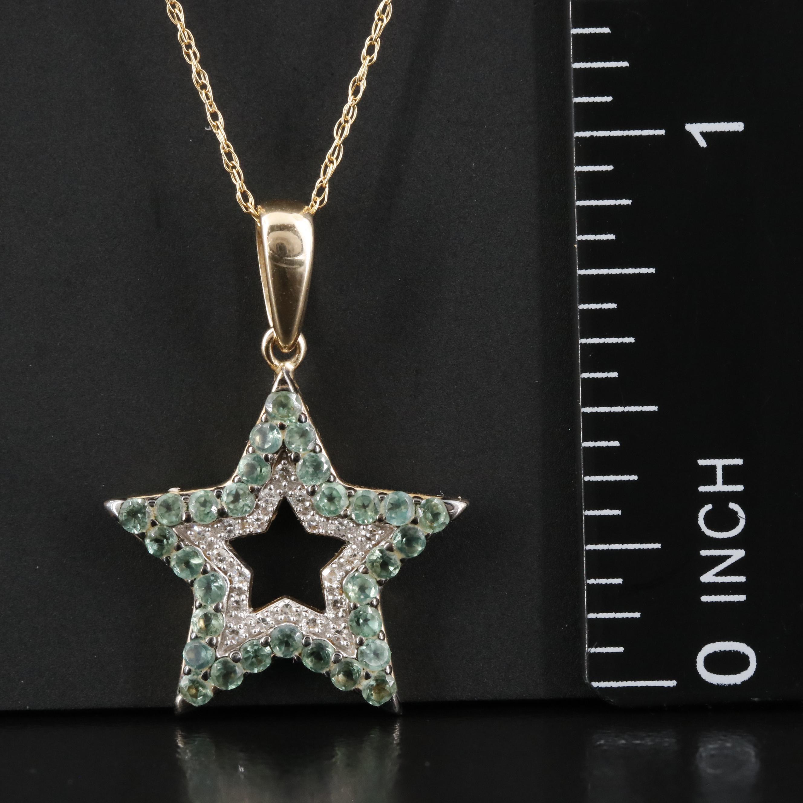 14K Alexandrite and Diamond Star Pendant Necklace