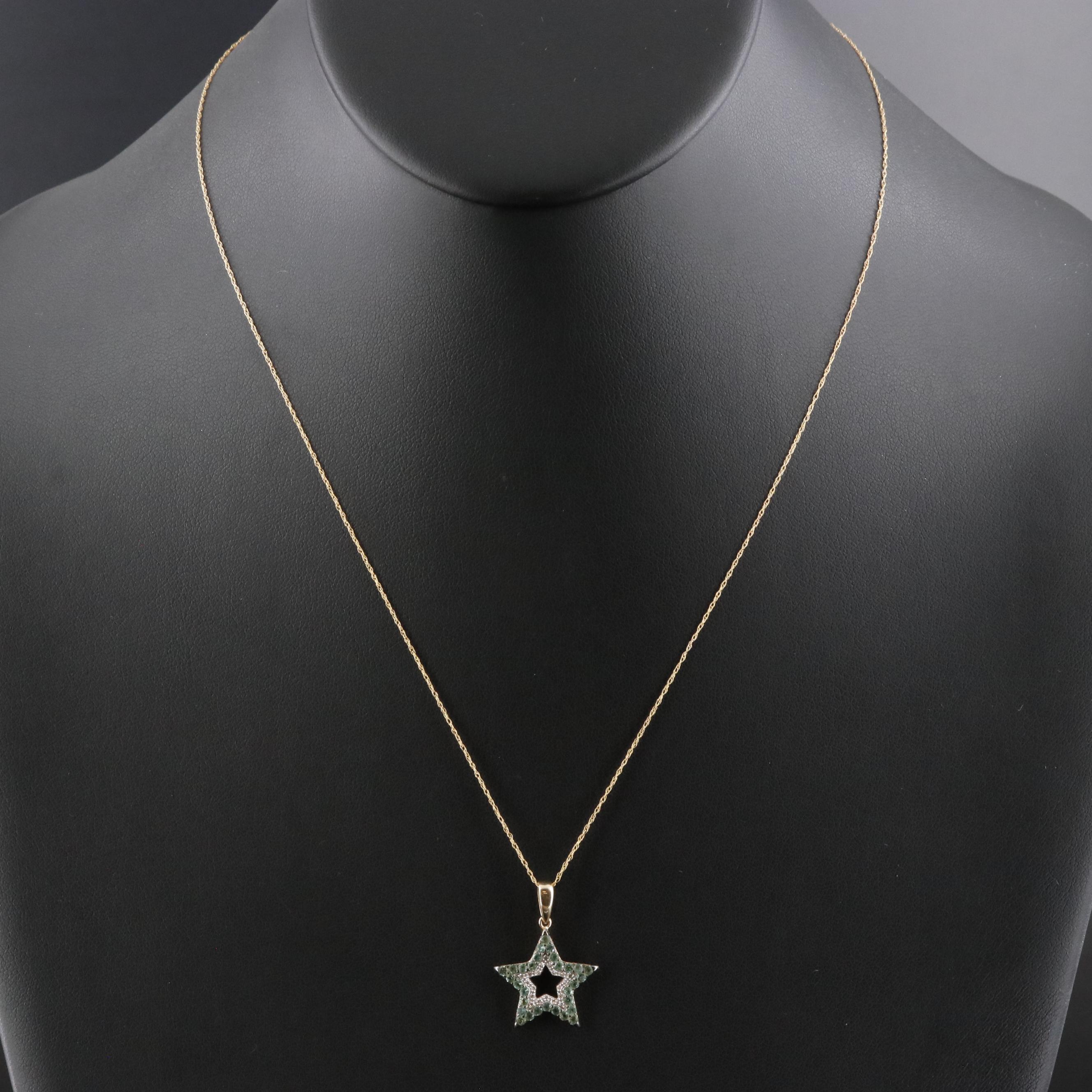 14K Alexandrite and Diamond Star Pendant Necklace