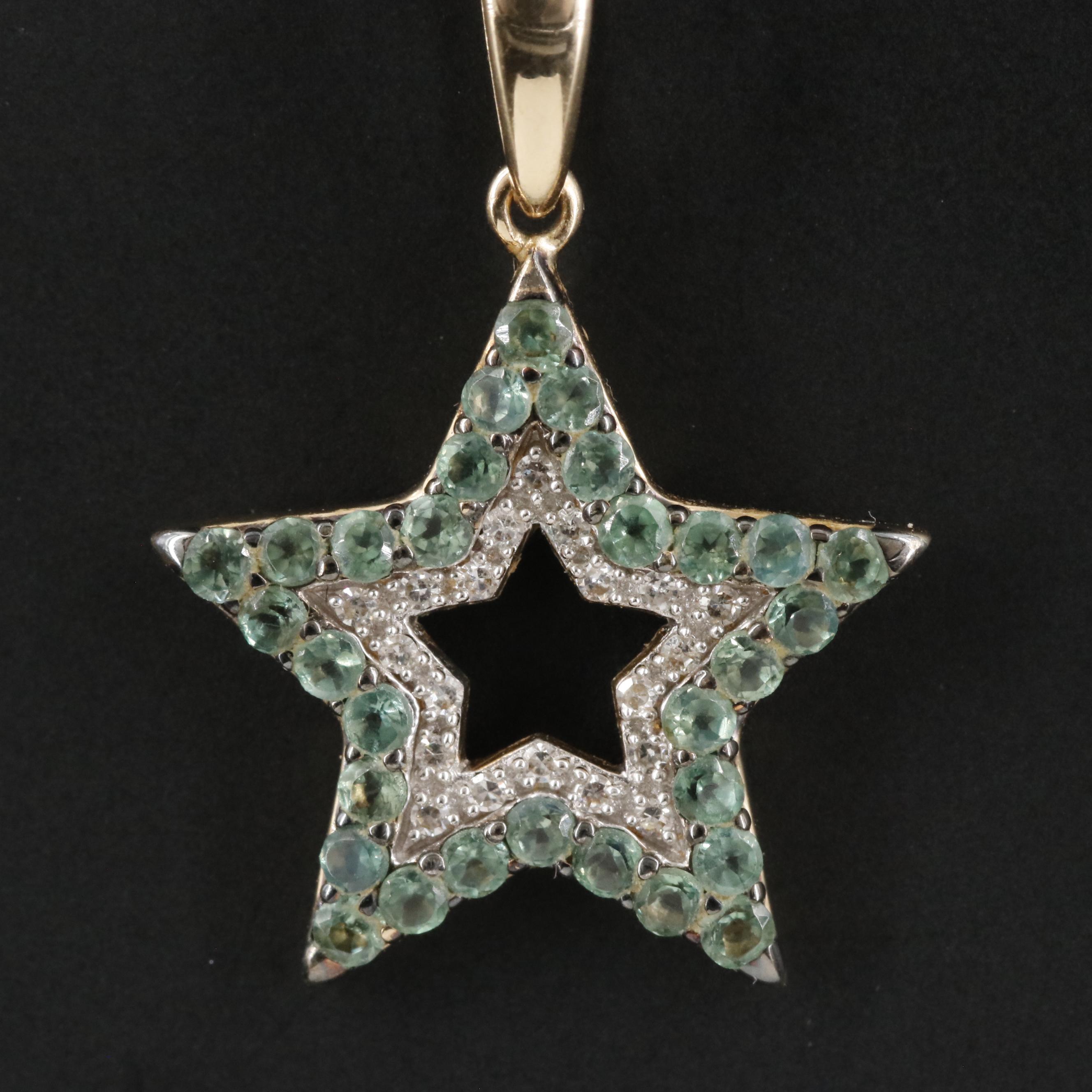 14K Alexandrite and Diamond Star Pendant Necklace