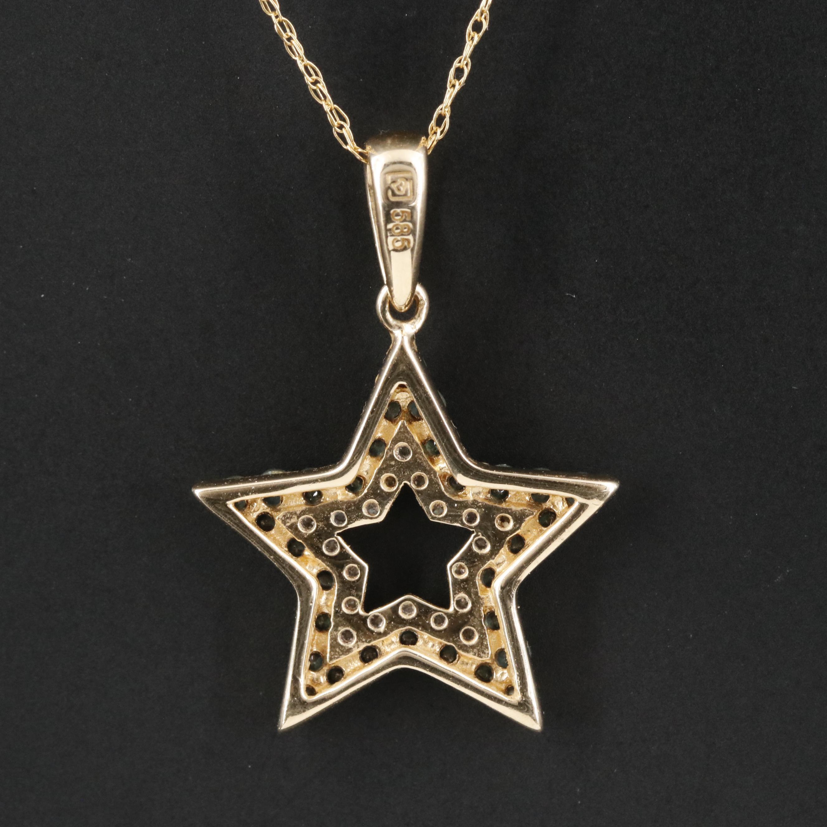 14K Alexandrite and Diamond Star Pendant Necklace